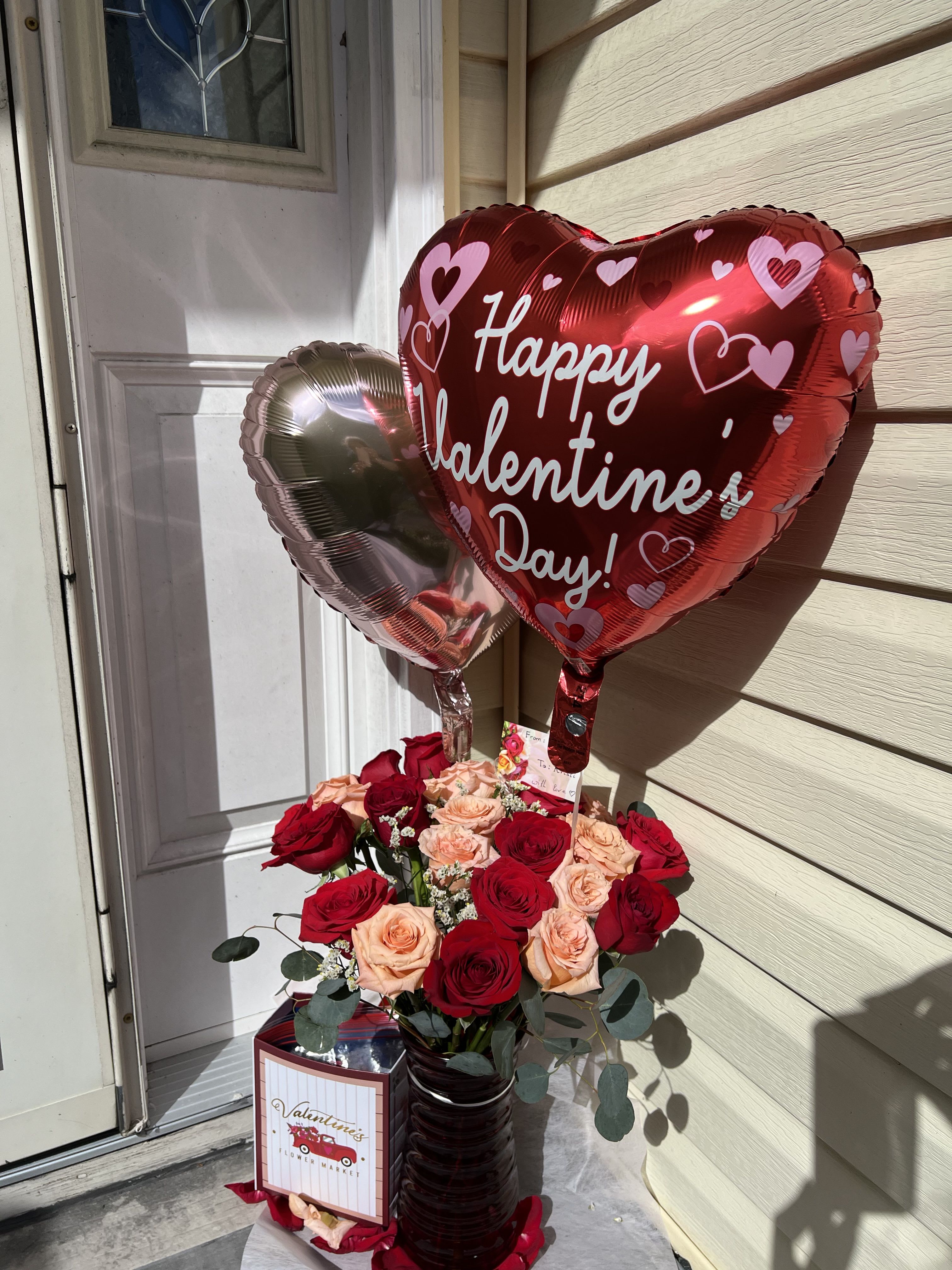 Ultimate Valentine’s Bundle - Impress Her with a stunning bouquet of 2 dozen red and pink roses, paired with a cute plush teddy bear and gourmet chocolates, combined with lovely balloons and rose petals for a romantic night. This set will sweep Her off her feet and will say ‘I Love You!’ in a truly unforgettable way.  Supplies are limited, order now for Valentine’s Day delivery.