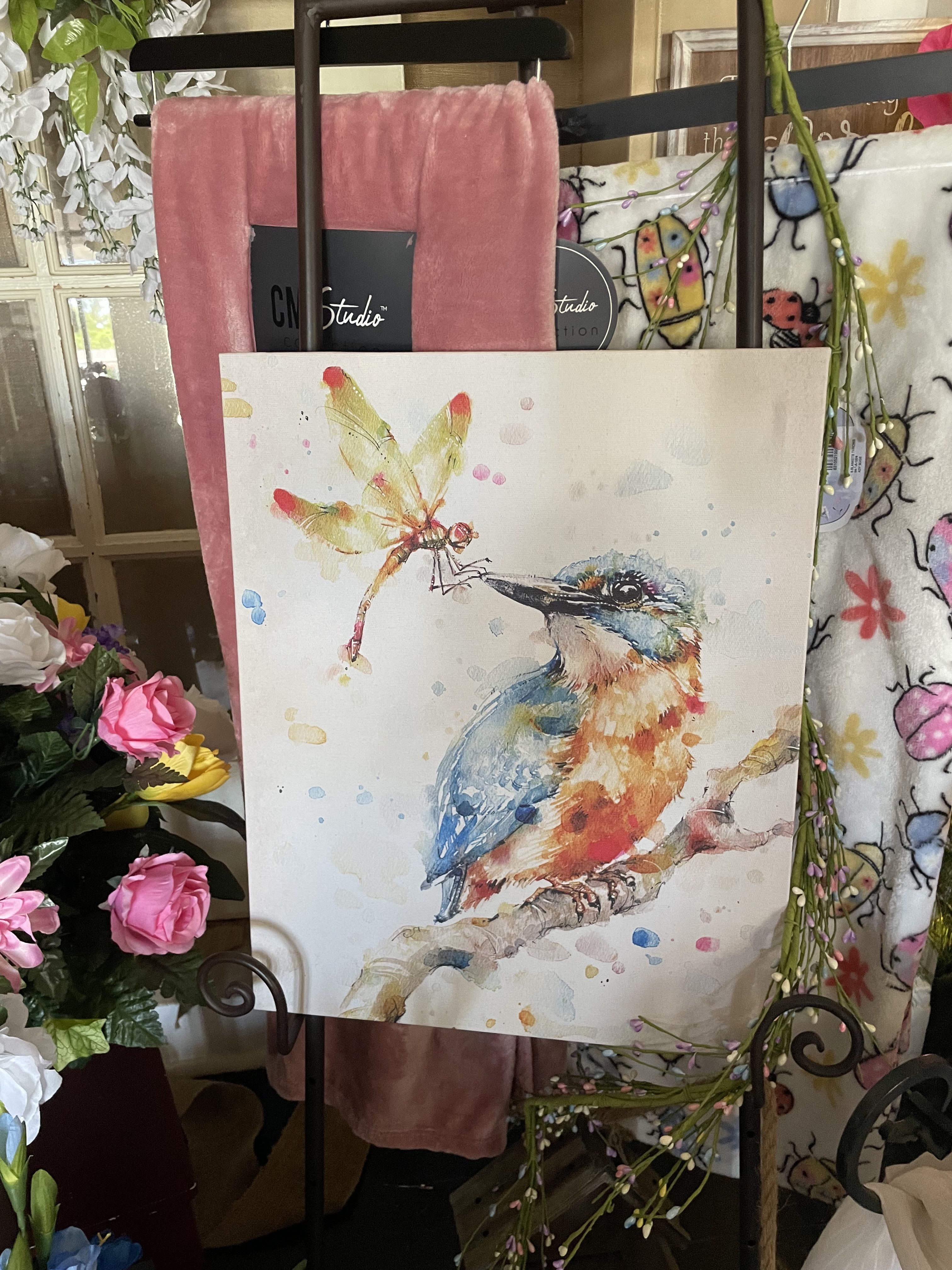 Dragonfly Canvas - Blue Bird / Dragonfly canvas art. Muted color scheme.