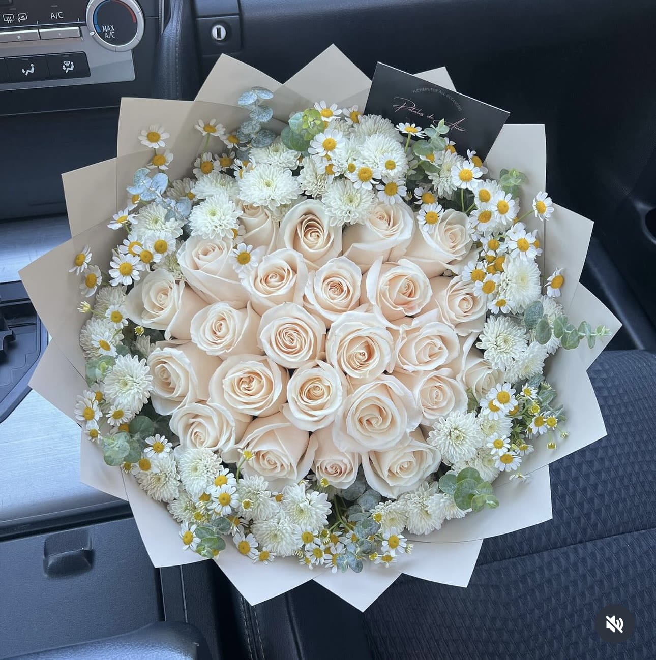 Faith - White roses with a rime of mix flowers