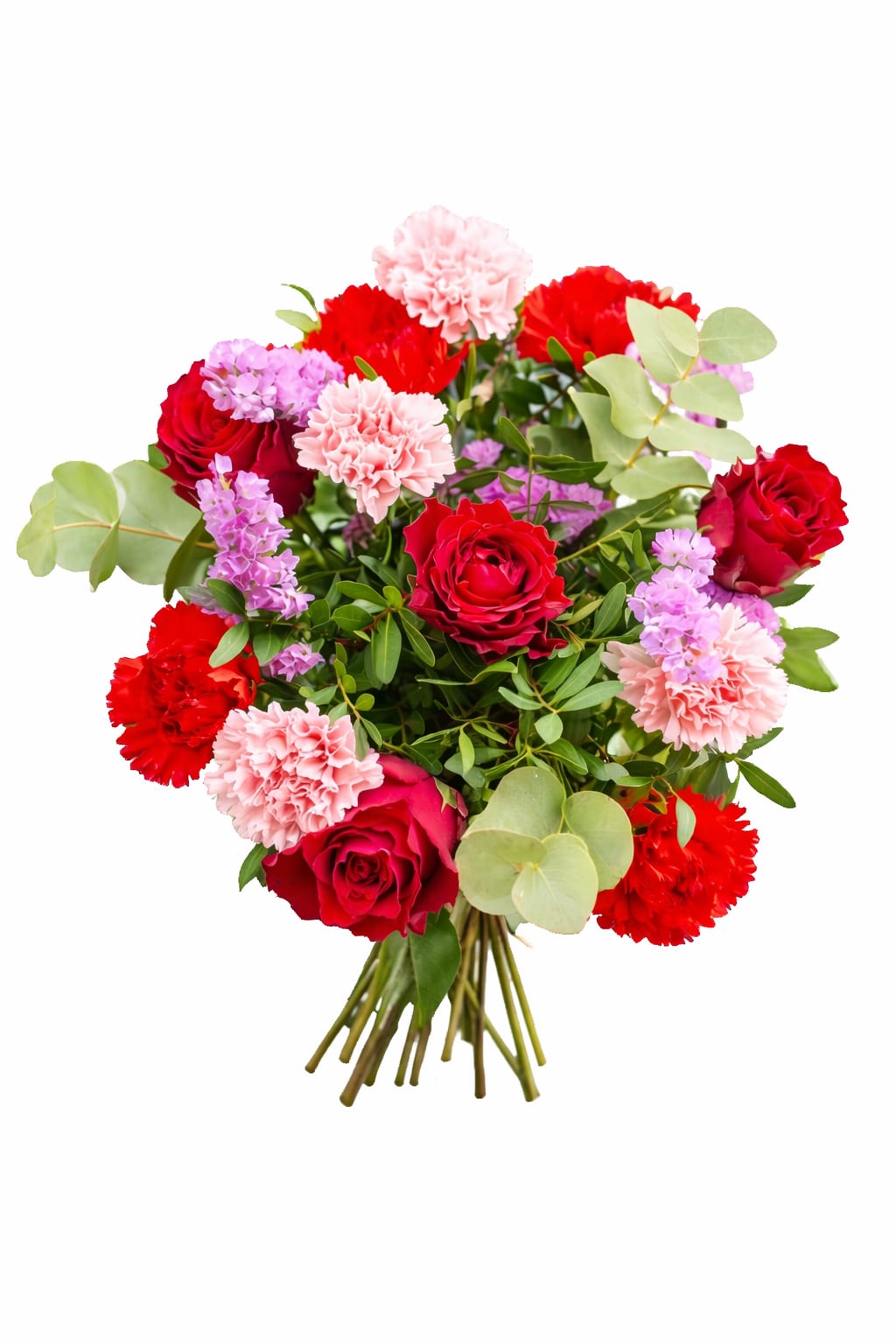 Bouquet ÂmFleur – Étreinte Passionnée - A bold and heartfelt bouquet featuring deep red roses, soft pink blooms, and fresh greenery. Étreinte Passionnée captures the warmth of a loving embrace and the intensity of true emotion. Designed to express passion, affection, and meaningful connection, this bouquet is perfect for romantic gestures, anniversaries, or simply saying I love you in a powerful and elegant way.