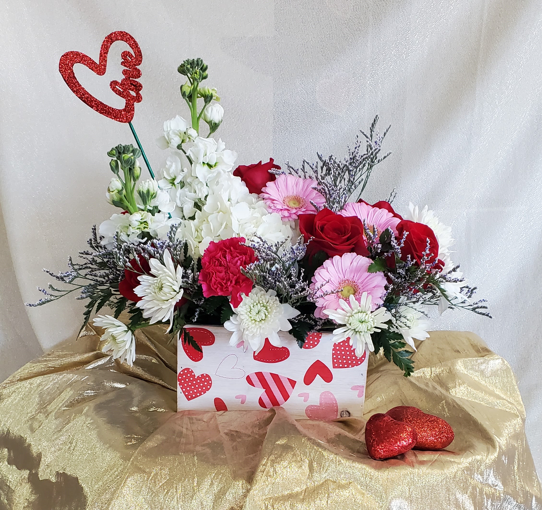 You Blow me Away! - Send this romantic valentine wood box arrangement to someone you want to be blown away by the beauty of your love! 