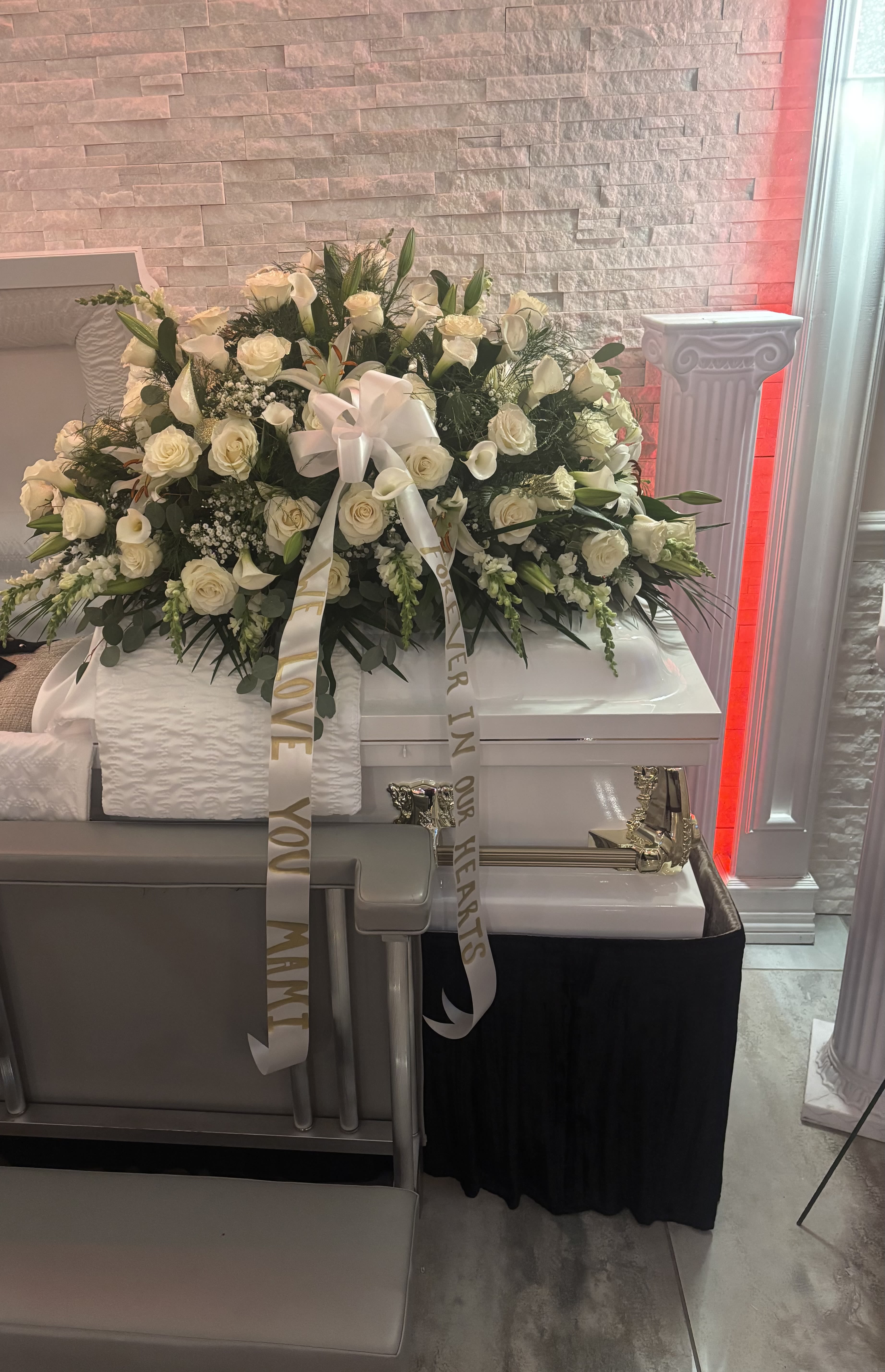 Casket spray Cala Lily  - Casket spray mixed roses, lilies, and more 