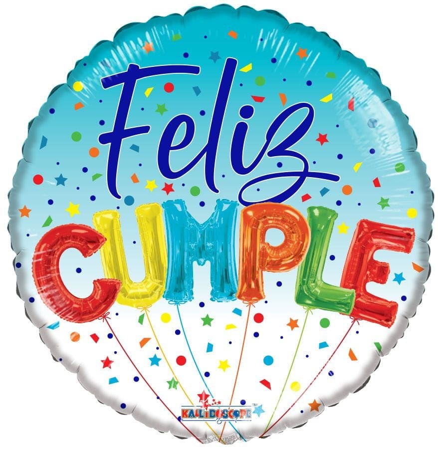 Feliz Cumpleaños Balloon - 18" Feliz Cumpleaños mylar balloon. Filled with helium. Stays afloat up to 7 days. Styles my vary due to availability Globo de mylar Feliz Cumpleaños de 18". Lleno de helio. Permanece a flote hasta 7 días. Los estilos pueden variar según la disponibilidad.  