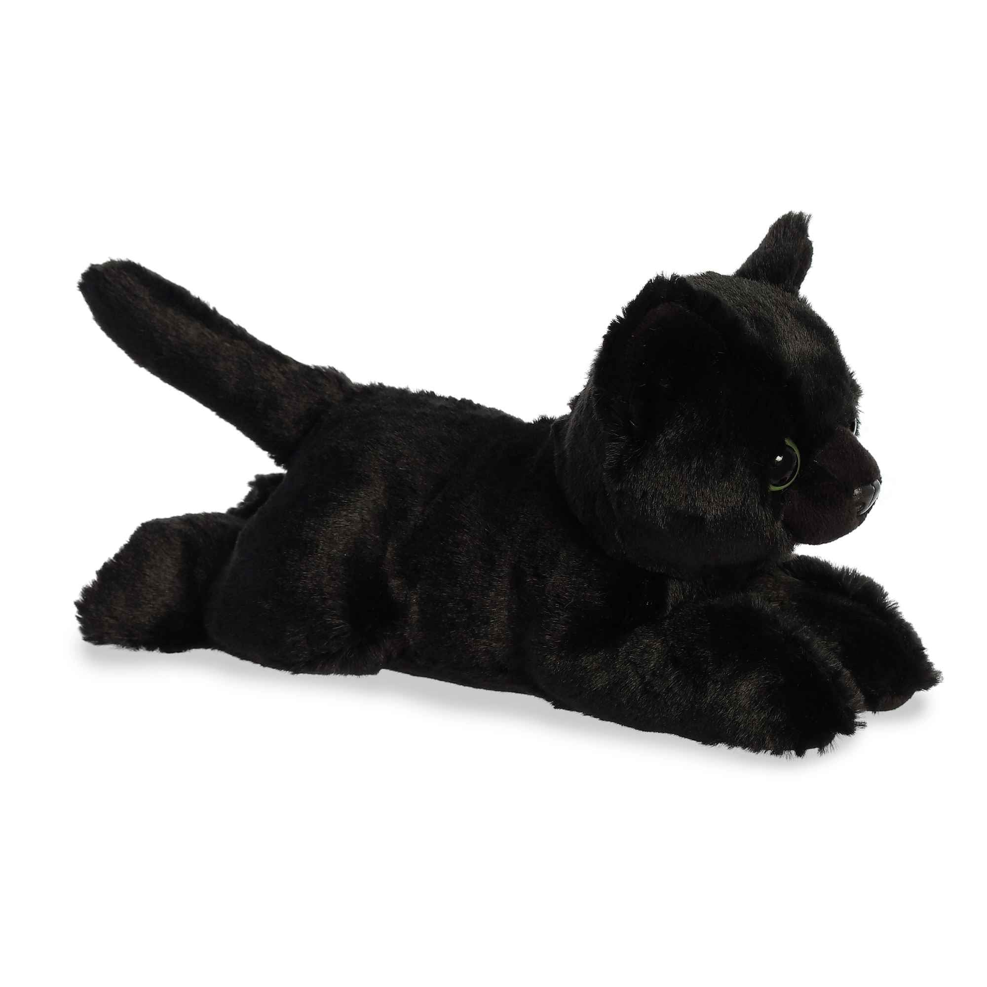 Twilight Cat Plush - Aurora’s Twilight Cat features deep, velvety fur and bright, expressive eyes in a cute, relaxed pose. Measuring about 8 inches in length, this plush kitty is a charming companion for animal lovers and a cozy addition to any plush collection. 