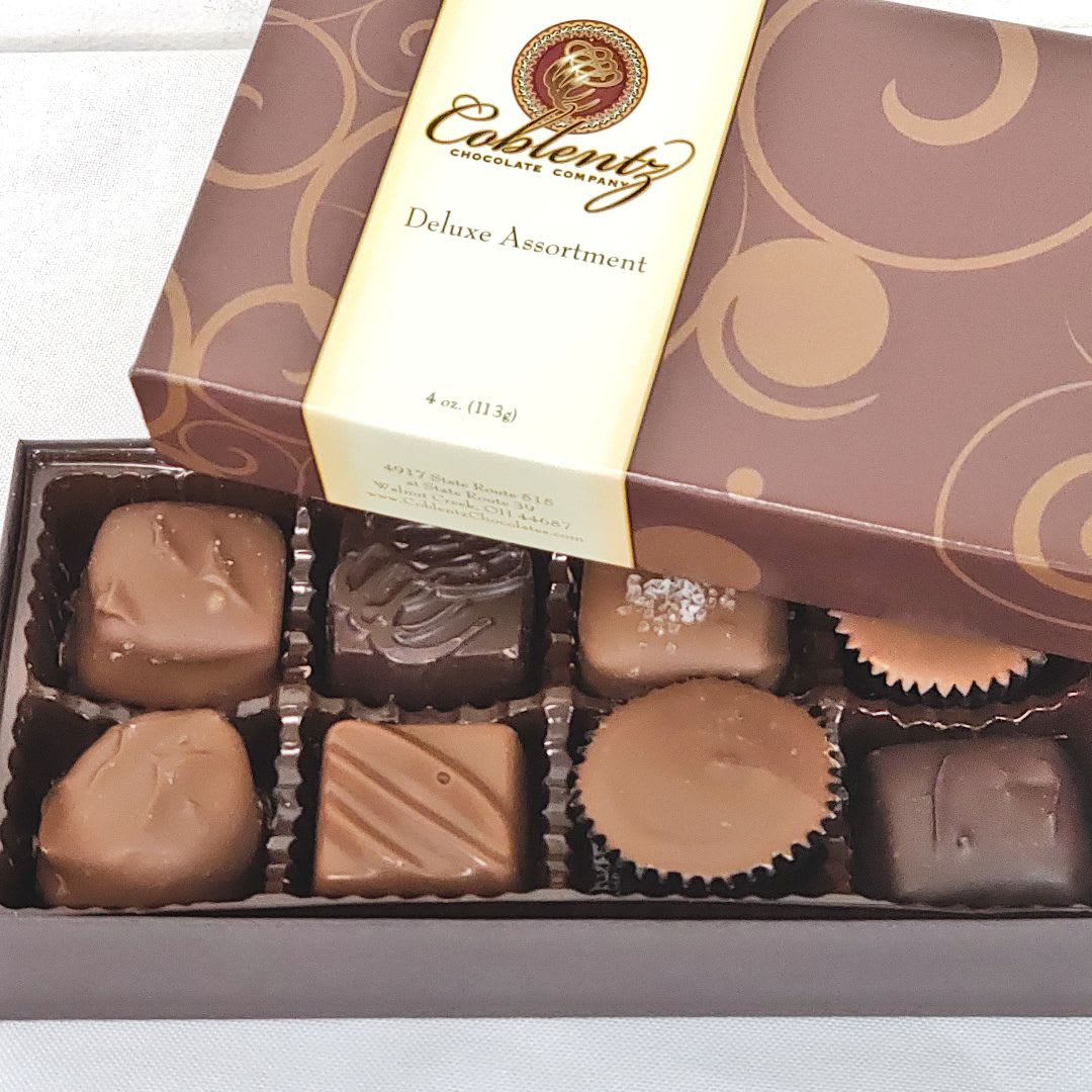 Assorted Fine Chocolates - Assortment of milk and dark items. Come in 4 oz. or 8 oz. sizes.