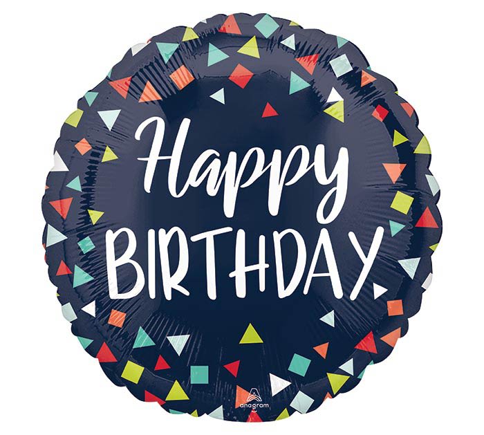 18" Geometric Confetti Happy Birthday Mylar - Choose this balloon for your special occasion.