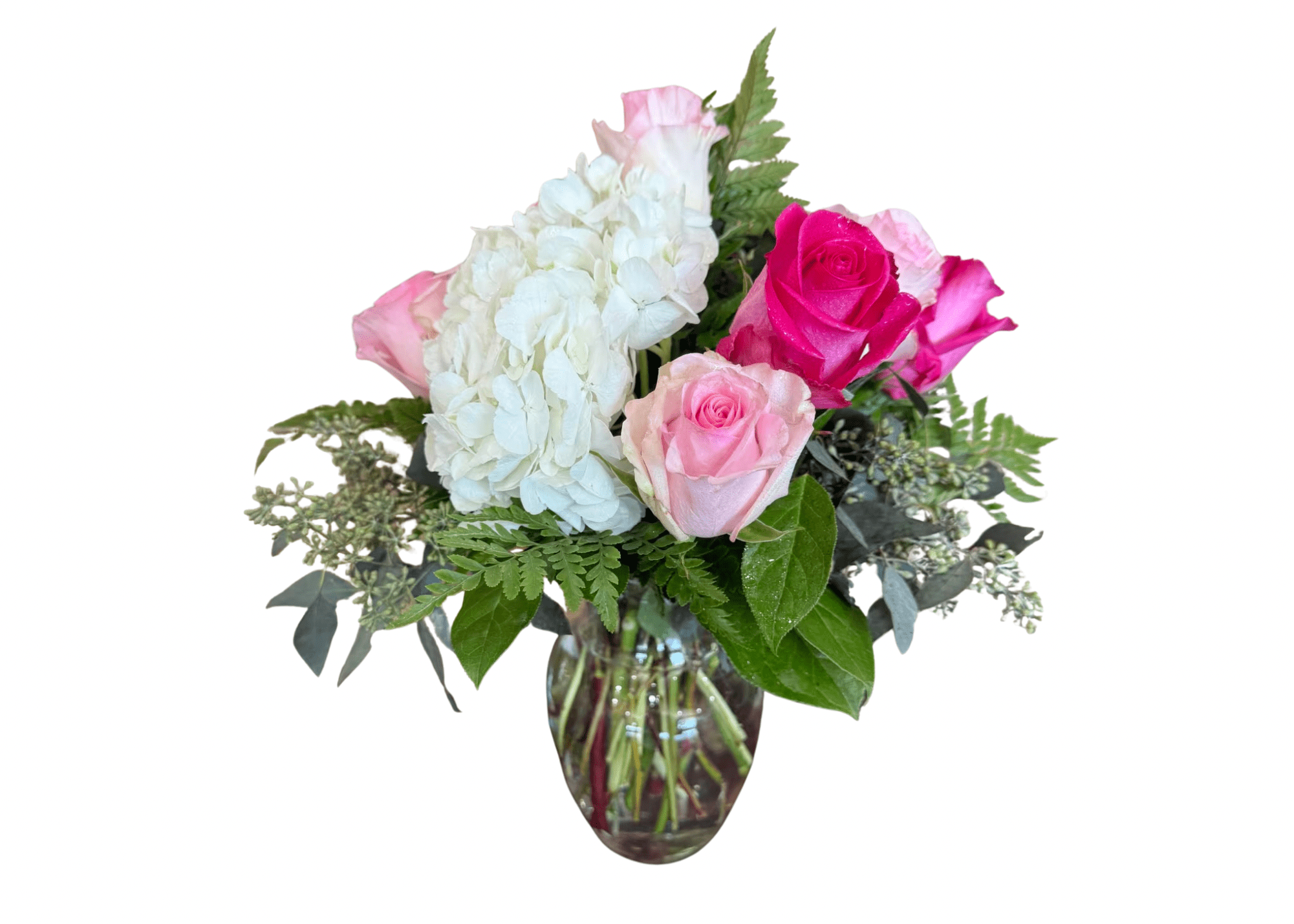 Pink Delight  - Beautiful arrangement of roses and hydrangea.