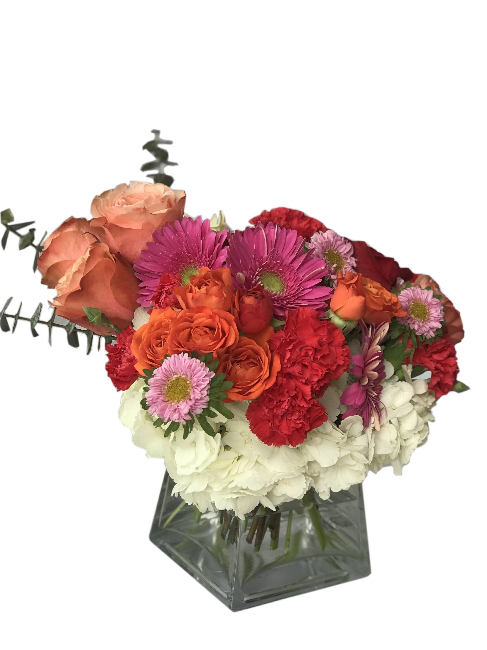 Summer Sky  - A vibrant mix of gerberas, carnations, roses and hydrangeas. 