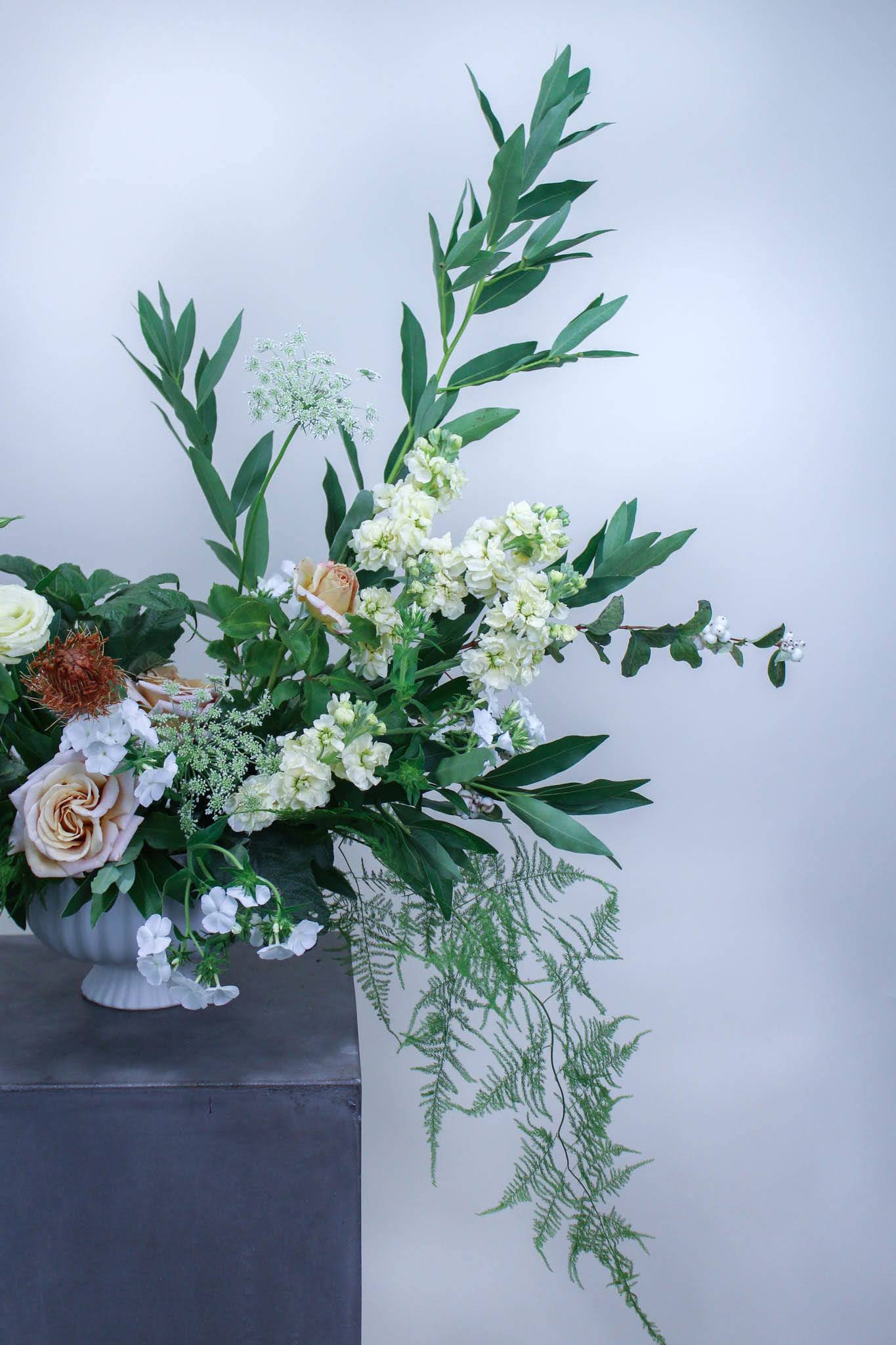 Soft and Elegant  - An elegant and autumnal arrangement perfect for the home or event.   *Images are a representation of our design style. Each arrangement is made to order and flower selection will vary due to product availability the week of your order. 