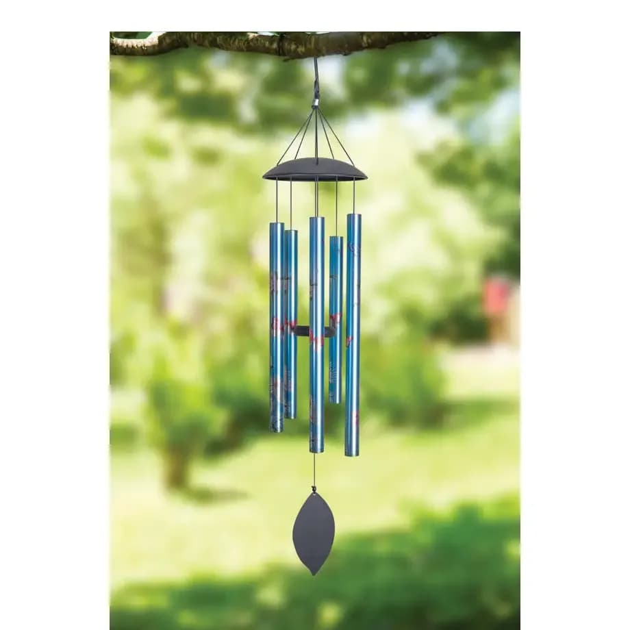 Butterfly Windchime - Enhance your backyard with our Metal Windchime - Blue Butterfly! These boutique hanging chimes make great accent decorations or gifts. A great addition to any outdoor décor, garden, or kitchen, our windchimes come in a variety of colors and designs to suit your taste. Size: 7" x 36" x 7" 