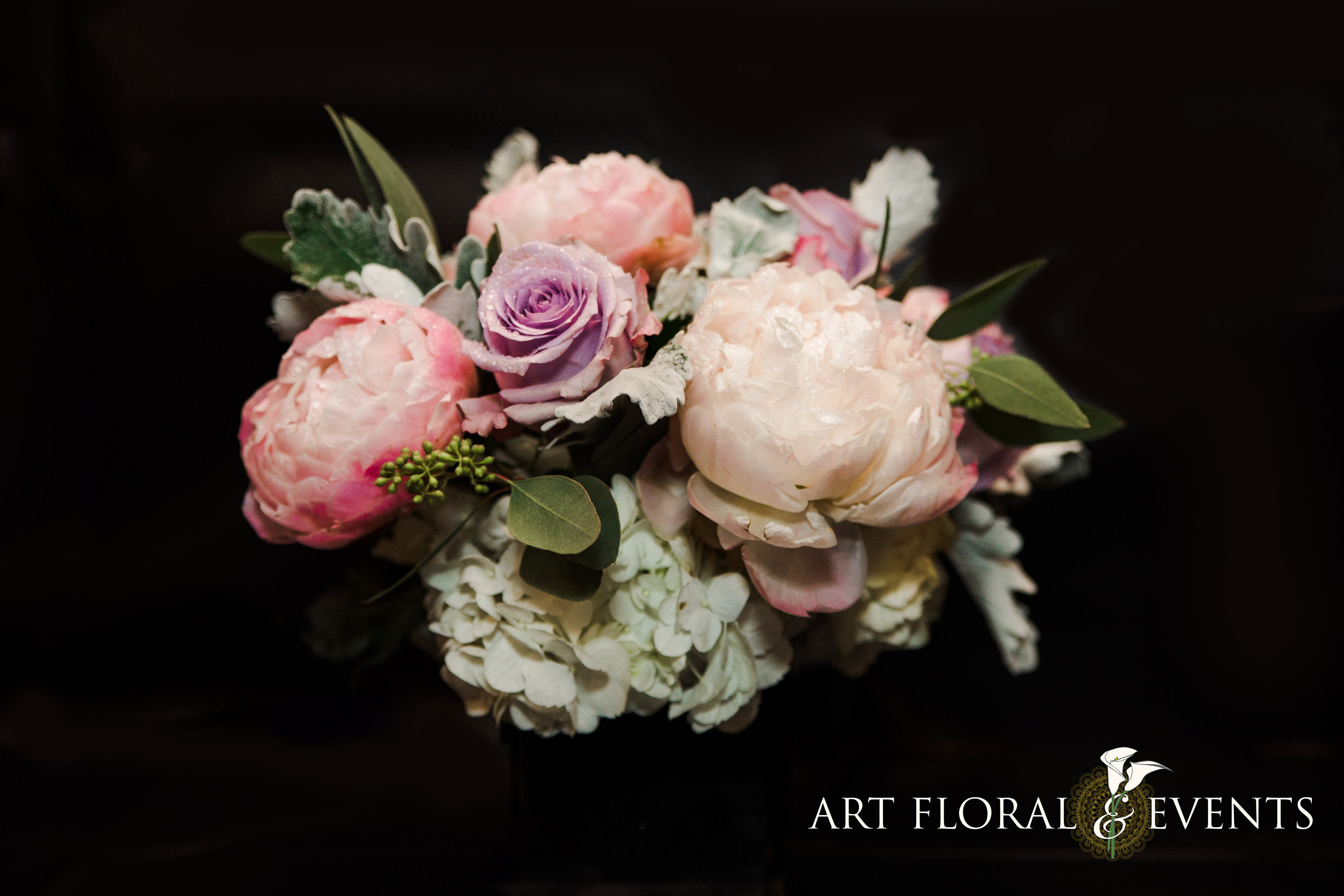 Pretty Peonies - Peonies, Lavender Roses, Hydrangea, Seeded Eucalyptus