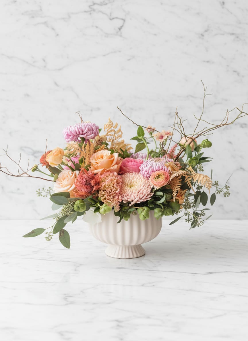 Matte pale pink compote - Assorted long lasting blooms designers choice you may request color palette