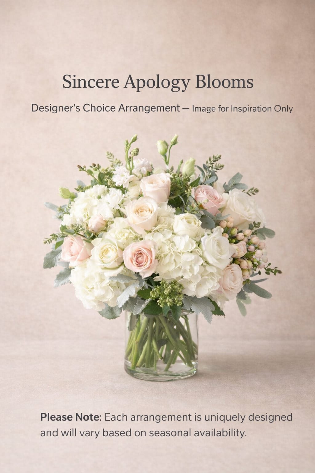 Designer’s Choice Apology Blooms - Life busy and you forgot it was an Anniversary, birthday, Valentine’s Day? We got you!! Our designers will hand craft the perfect blooms to say I apologize.