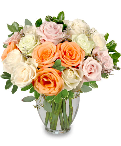 Alabaster Roses - This sweet vase of pastel roses is sure to bring a smile to anyone's face and brighten their day!!