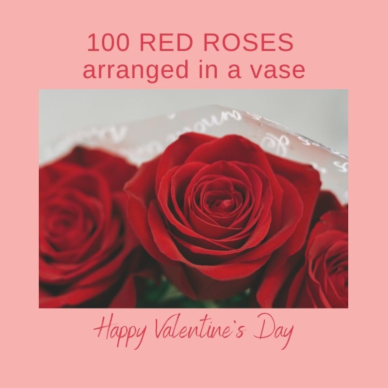 100 Red Roses arranged in a vase - 100 Red Roses arranged in a vase