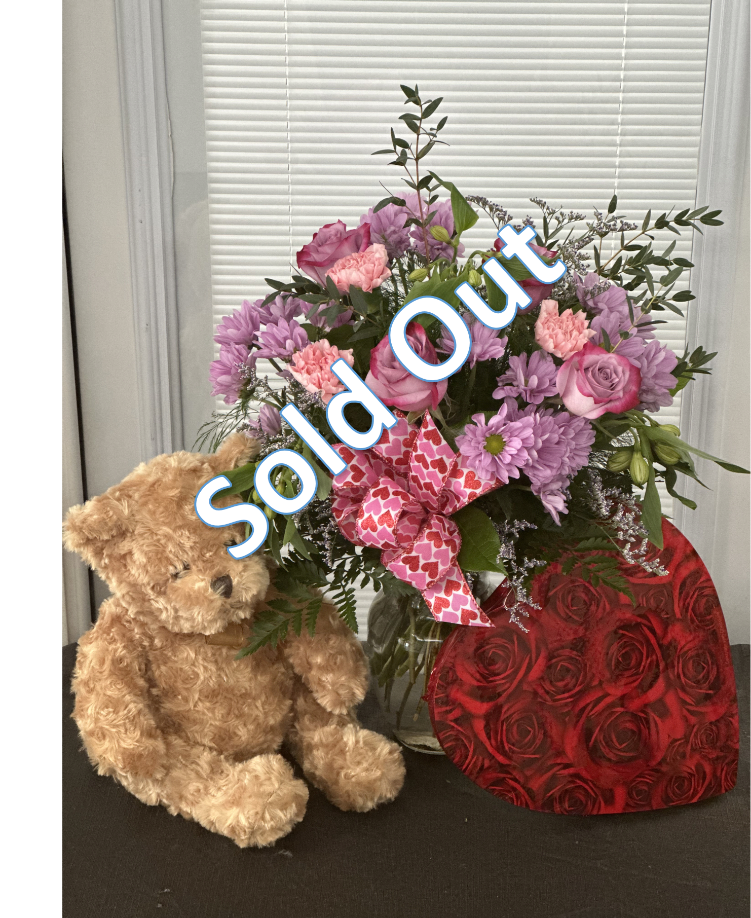 Lush Love with Chocolates and Bear - Lush Love with 8oz Heart-shaped Chocolates and 14" Plush Barley Bear (random selection of white, tan, or brown)