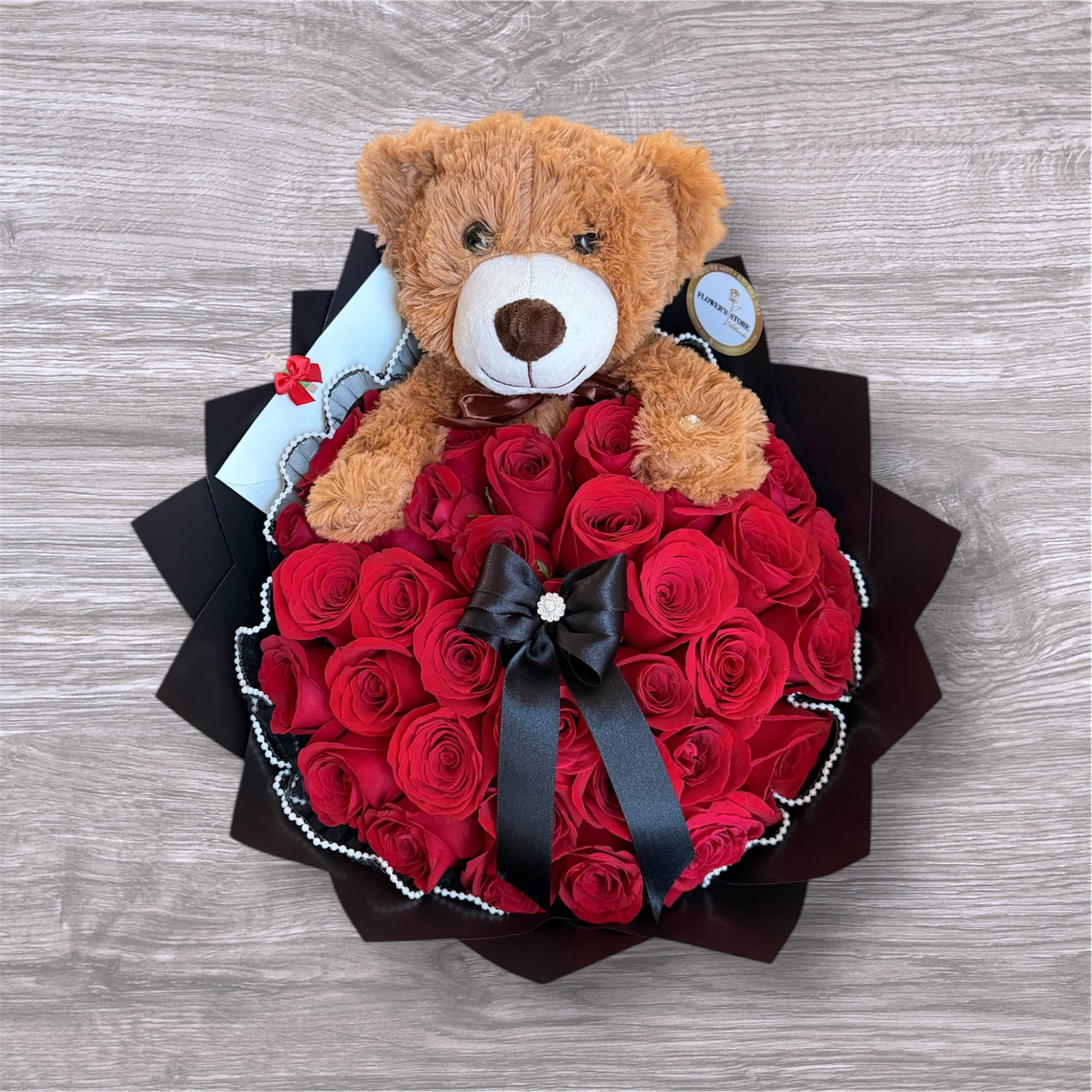 Bear Bouquet  - 36 Red Roses + Stuffed Animal   *Stuffed Animal may changes*
