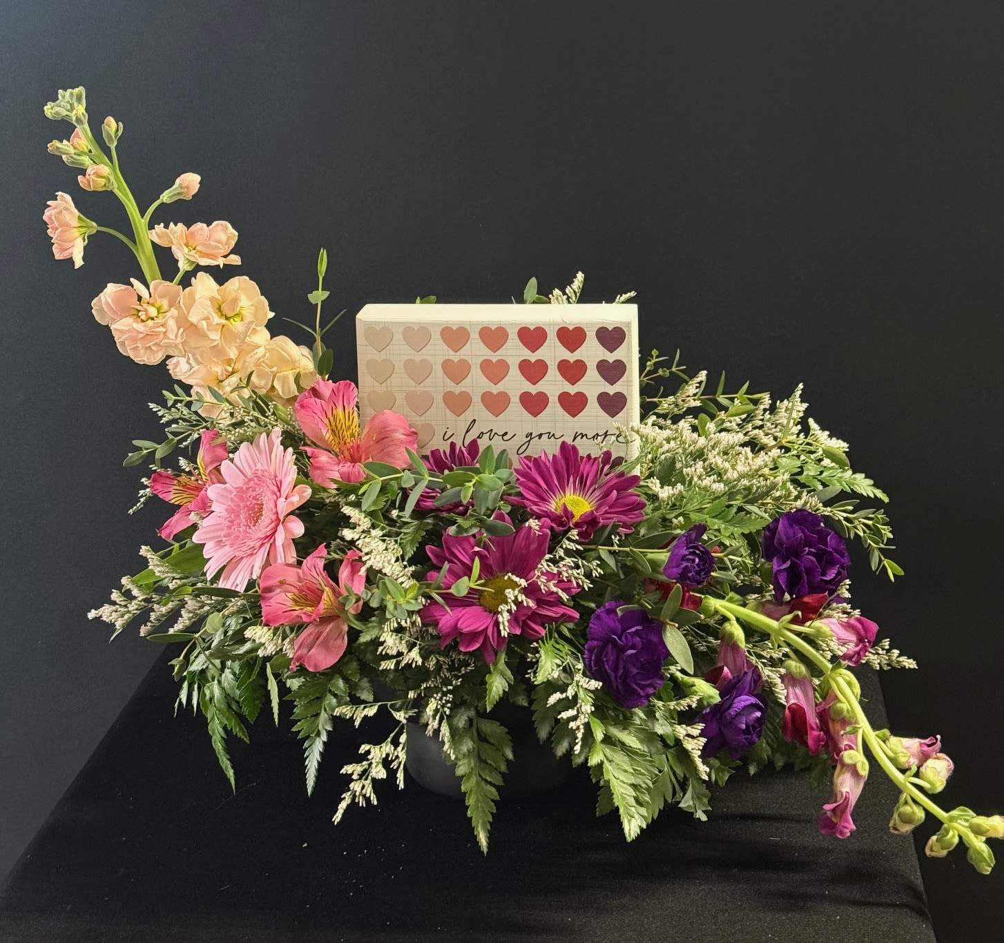 I Love You More - Beautiful ombré arrangement with gift block