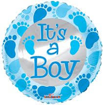 Baby Boy Foil Balloon - 18" Baby Boy Foil Balloon. Styles may vary depending on availability. Different Styles will be used if multiple balloons are ordered.