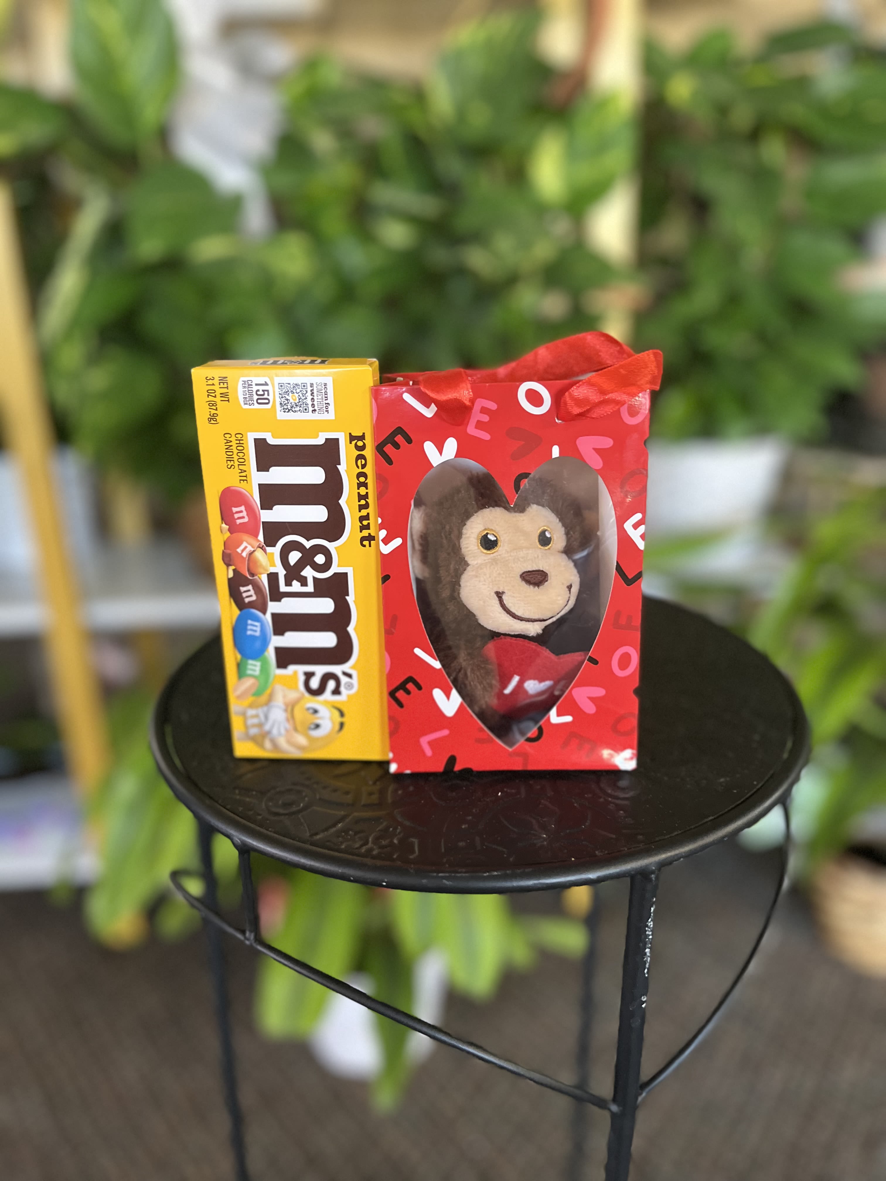 M&amp;M Monkey  - valentine bag monkey and  box of m&amp;ms 