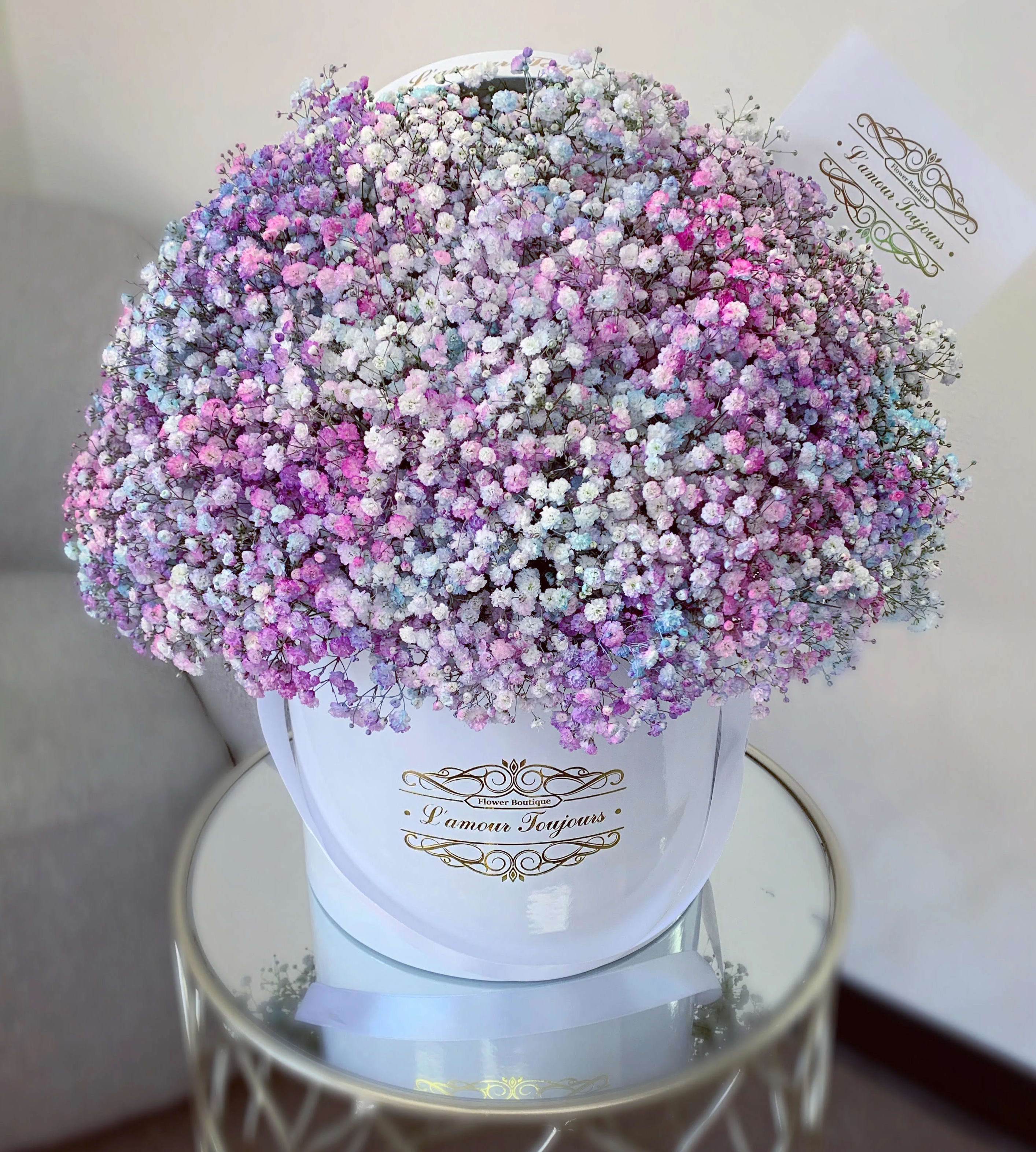 Gypsophila Multicolored Signature Box - Multicolored baby breath in our Signature Box