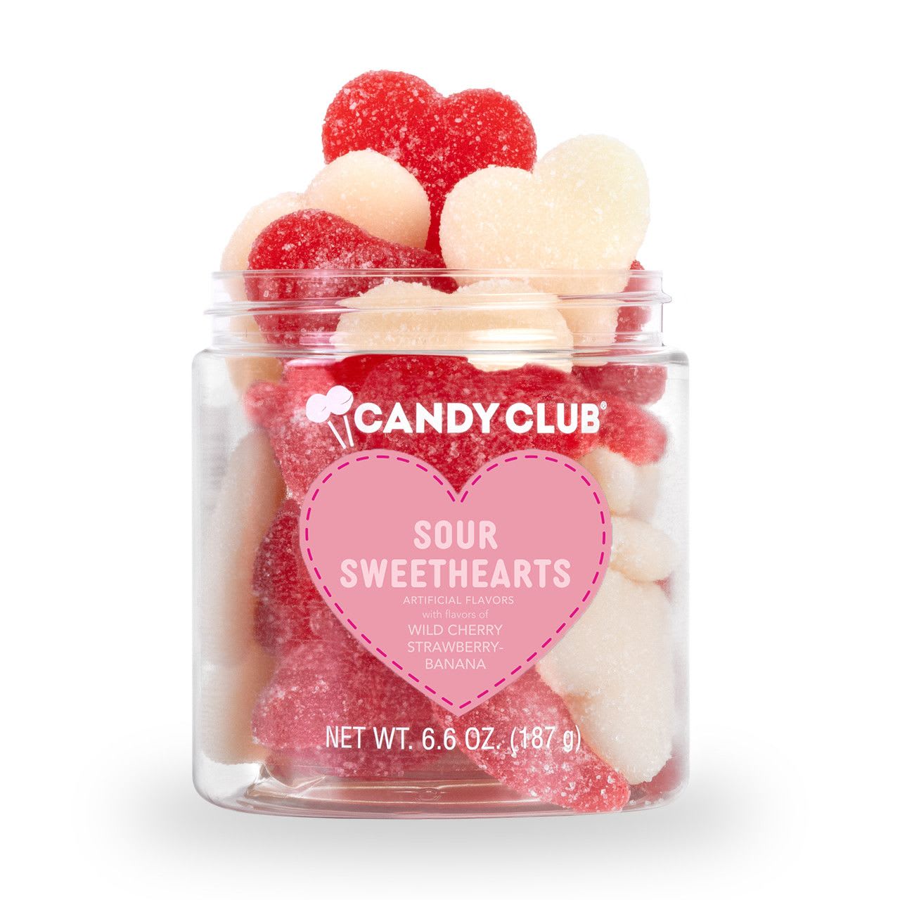 Sour Sweethearts (valentines day collection by Candy Club) - Sour power! These heart-shaped treats burst with wild cherry and strawberry banana flavors. The perfect sweet &amp; sour treat--delicious add-on to any of our floral arrangements or plants.