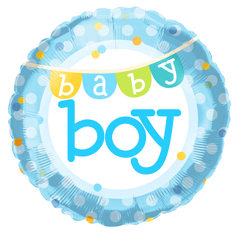 Baby Boy Balloon  - an 18" mylar balloon for baby boy inflated with helium. Styles will vary.