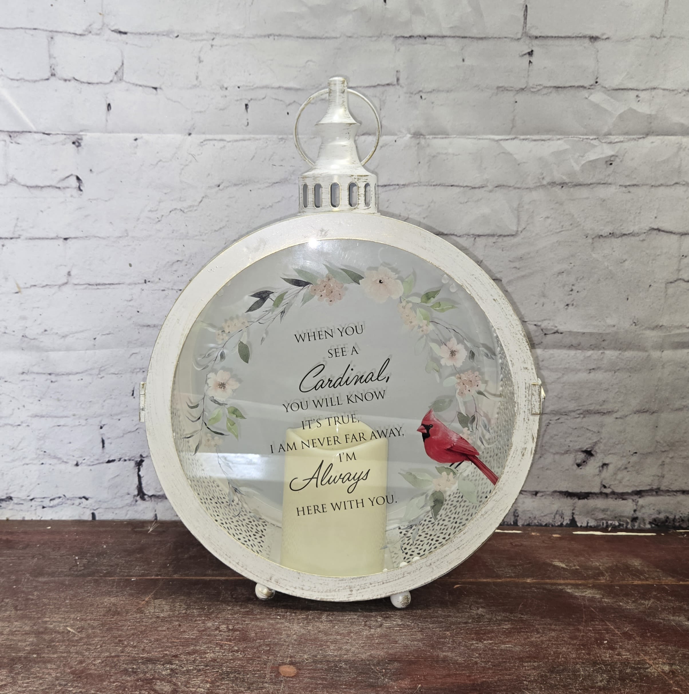 When you see a Cardinal Lantern - Led candle with timer - indoor only