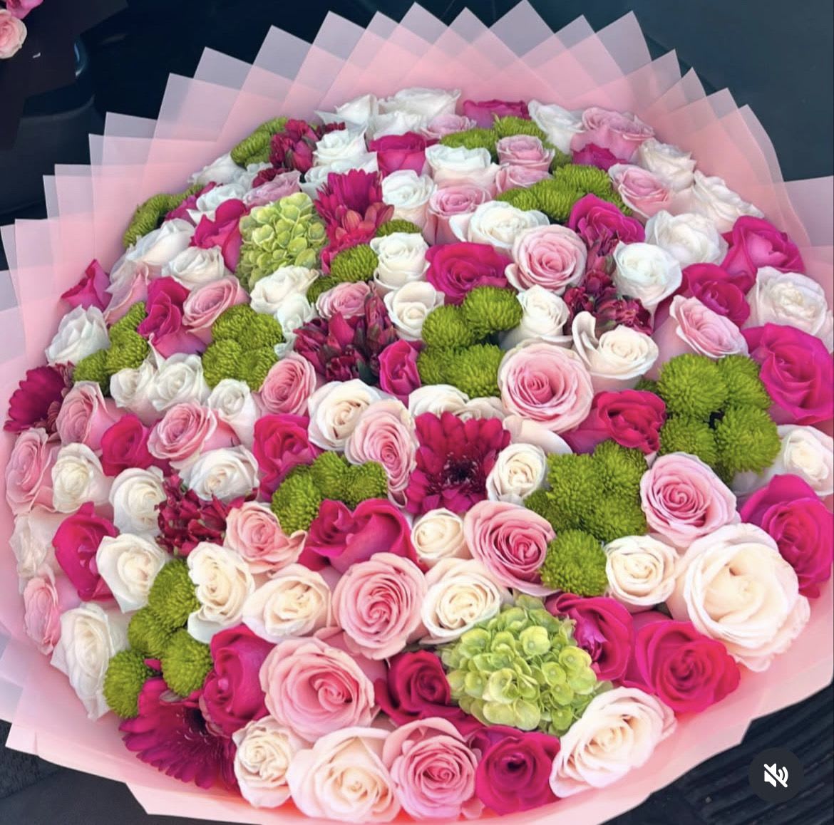 Mini garden  - White,light pink,hot pink,greenery 