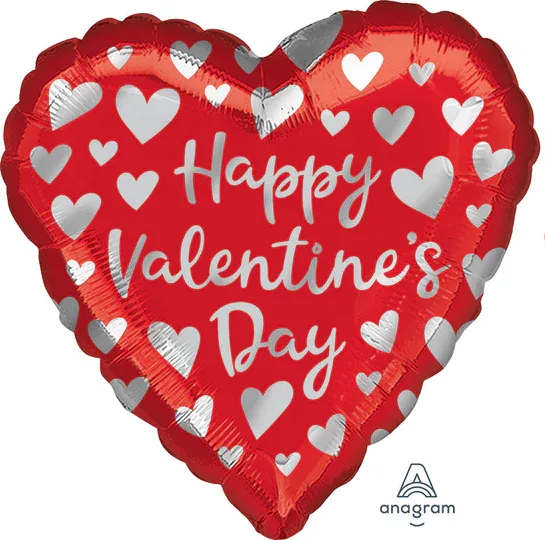 Valentine's Mylar Balloon - Add-On - One 18", Happy Valentine's Day related mylar(foil) balloon attached the the arrangement or balloon weight.   Please note that while balloon bouquets add a festive touch to any occasion, they can have negative impacts on the environment if not disposed of properly. Balloons, especially those made of latex or mylar, can take years to decompose and may pose risks to wildlife if released or discarded in natural settings. We encourage responsible use and disposal of balloons by keeping them indoors, avoiding releases, and ensuring they are properly recycled or disposed of after use. 