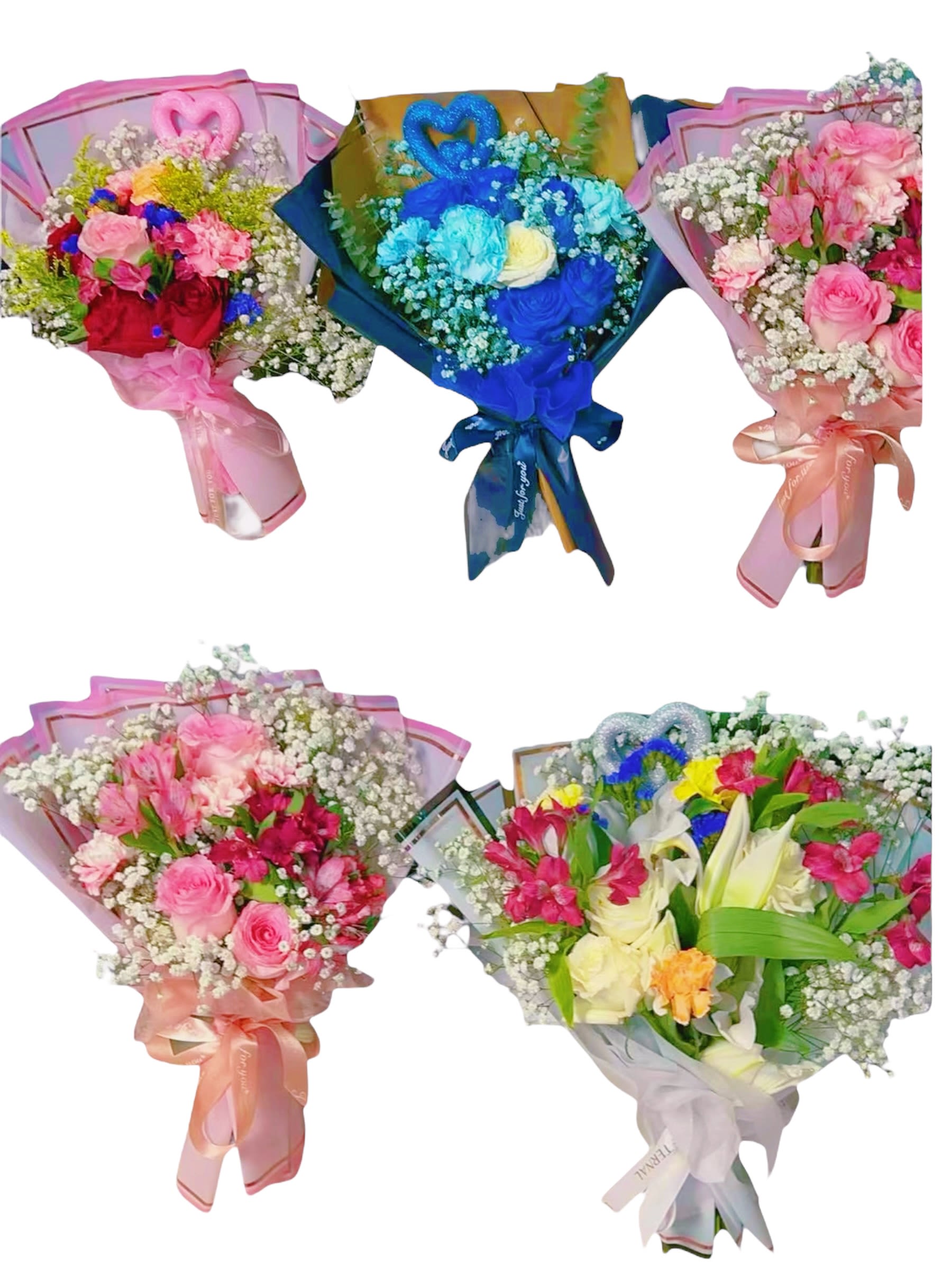 Mix Season Flower Bouquet （random bouquet） - This bouquet is one bunch price ,  This Bouquet Not Coming With Vase , No Flower Foam Too . If You like any color paper, let us know, 707-914-8106. Or make note on your order.