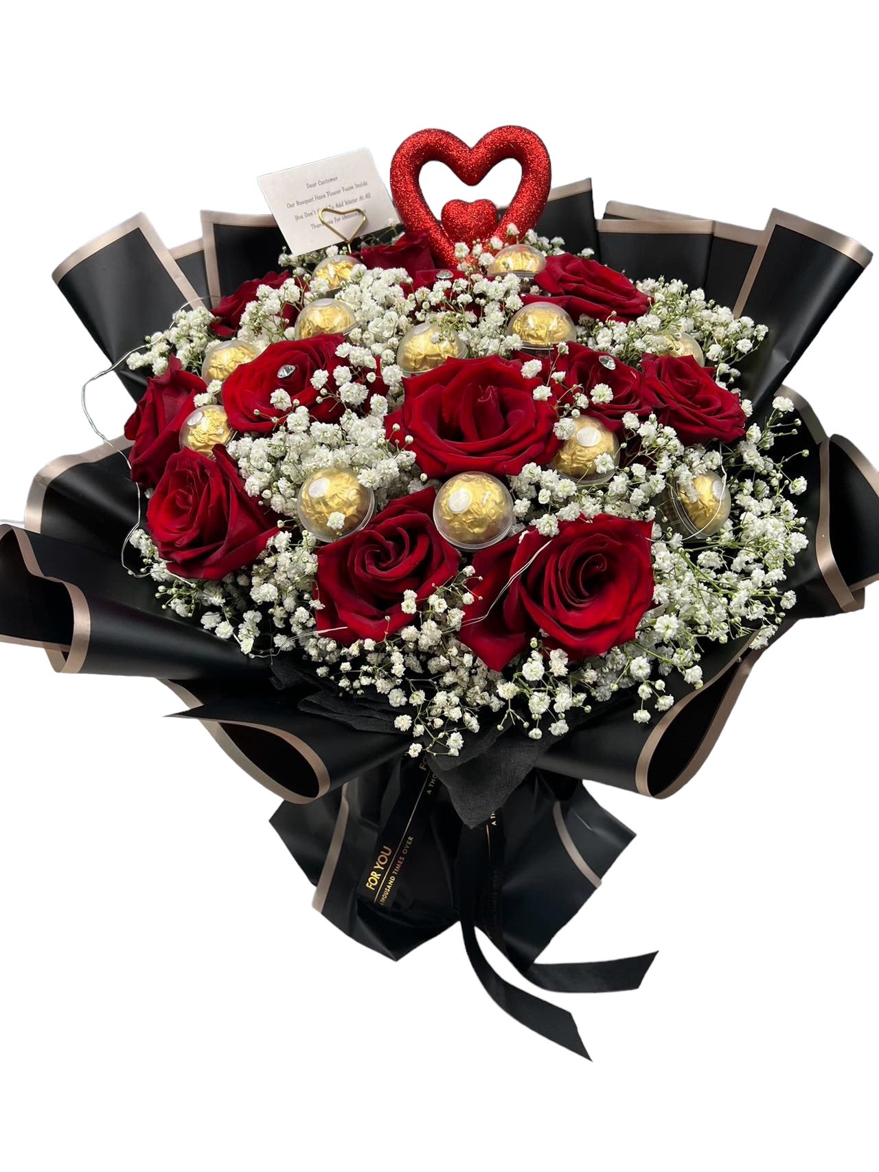 Chocolate With Rose - Our flower have Fresh Floral Foam, no need vase no need add water ,floral foam can help extend the life of your fresh floral flowers . Don’t unwrap it .