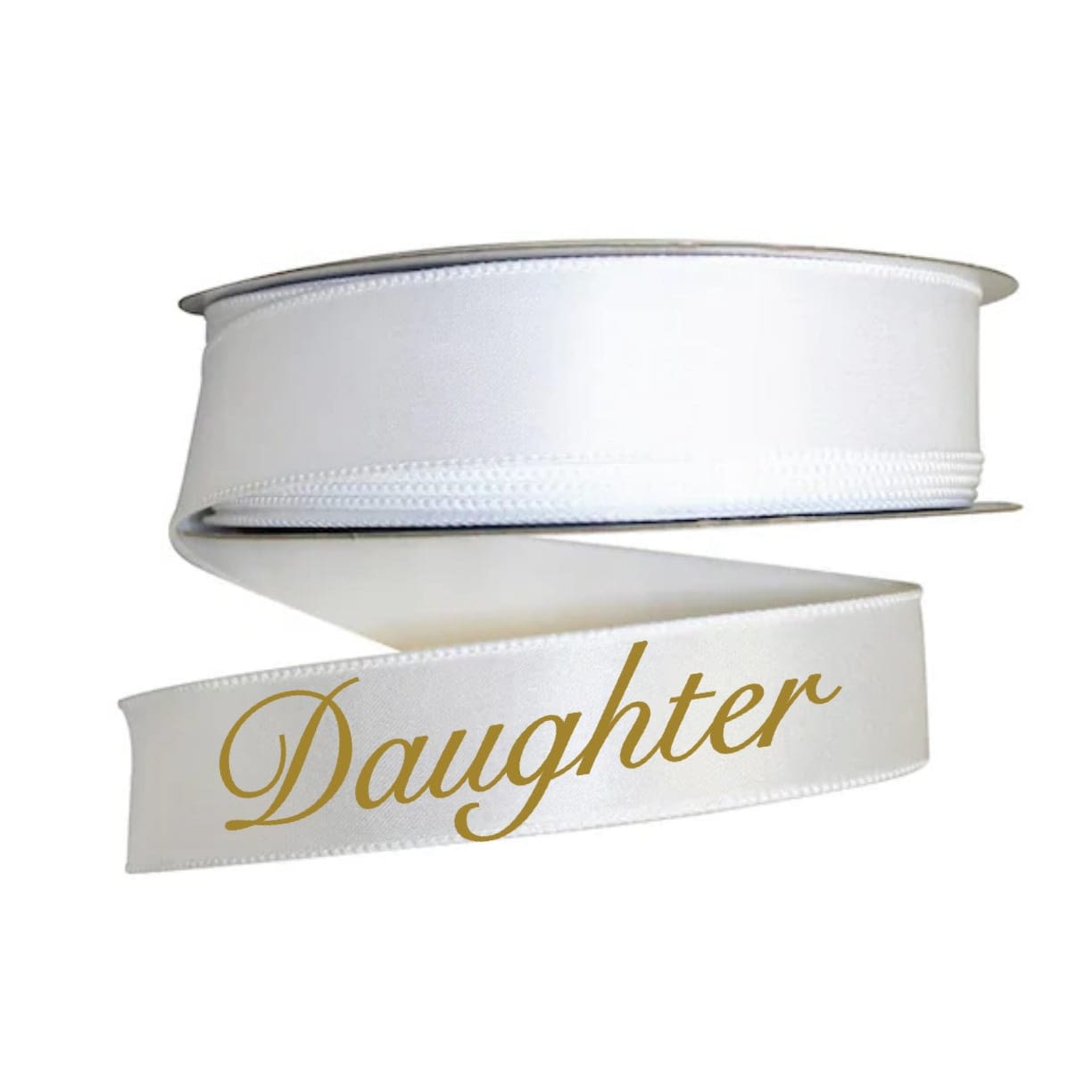Sympathy Ribbon - Gold Script on a satin ribbon.   ***Please note in the description what you'd like the ribbon to say. Can include up to 2 names only. 