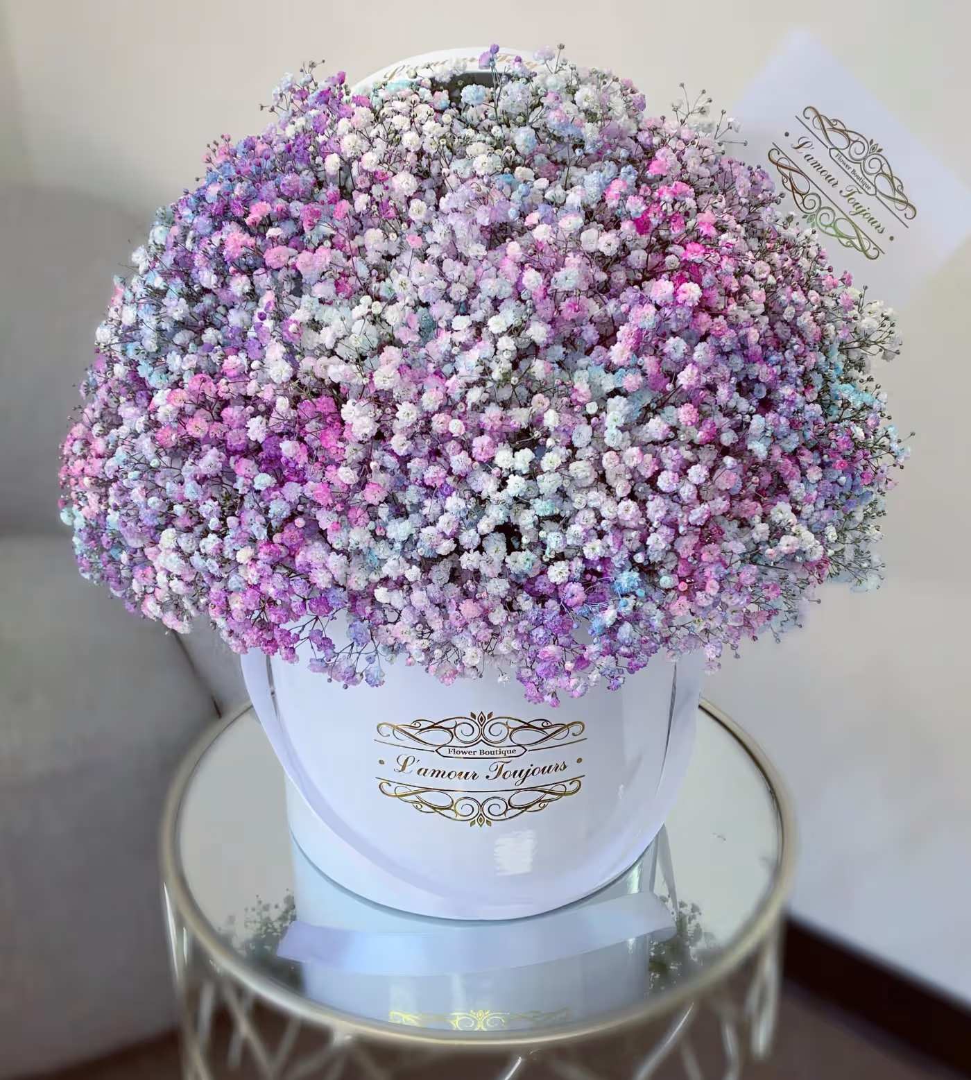 Gypsophila Multicolored Signature Box - Multicolored baby breath in our Signature Box