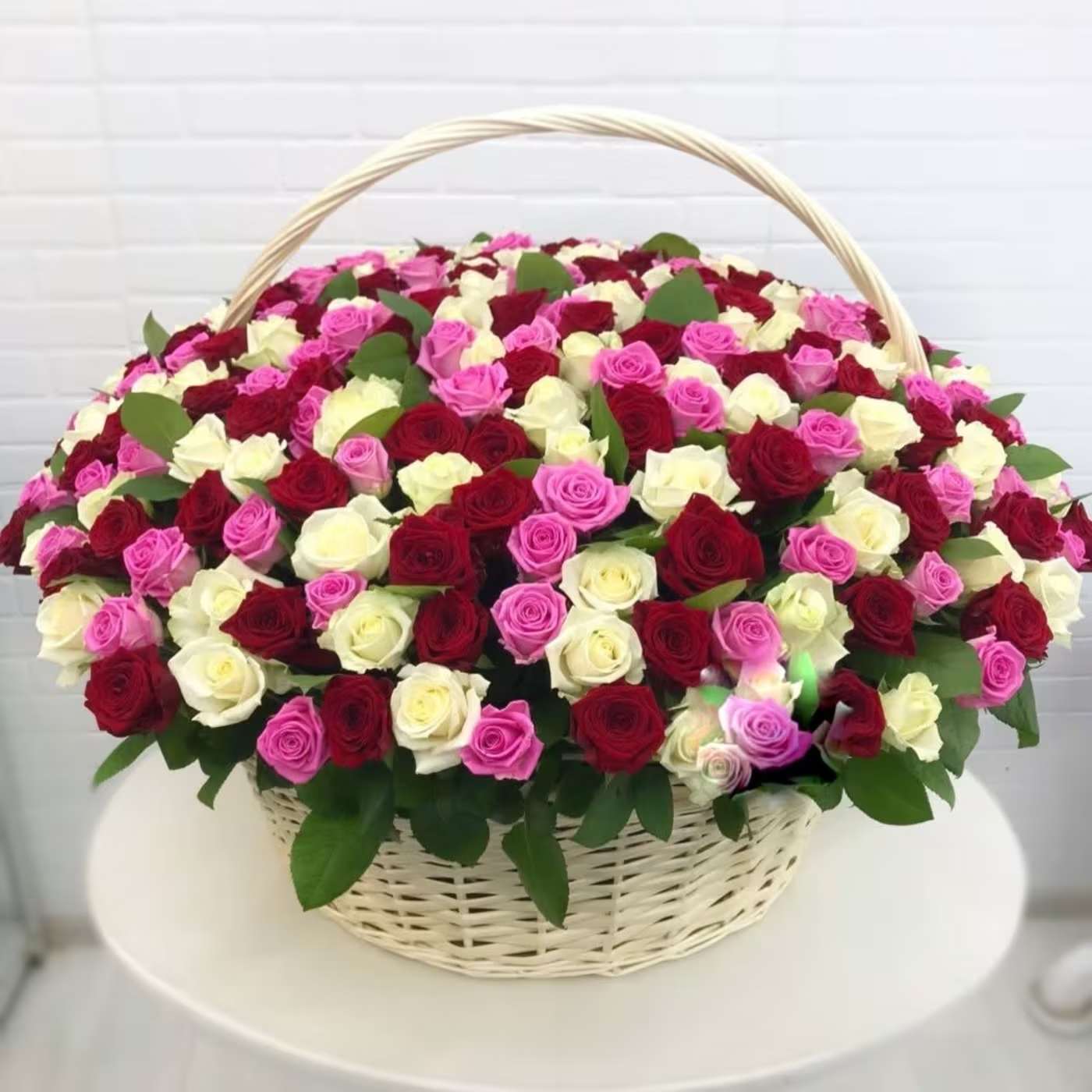 Grand Basket of Assorted Roses - Premium basket of 150 roses.