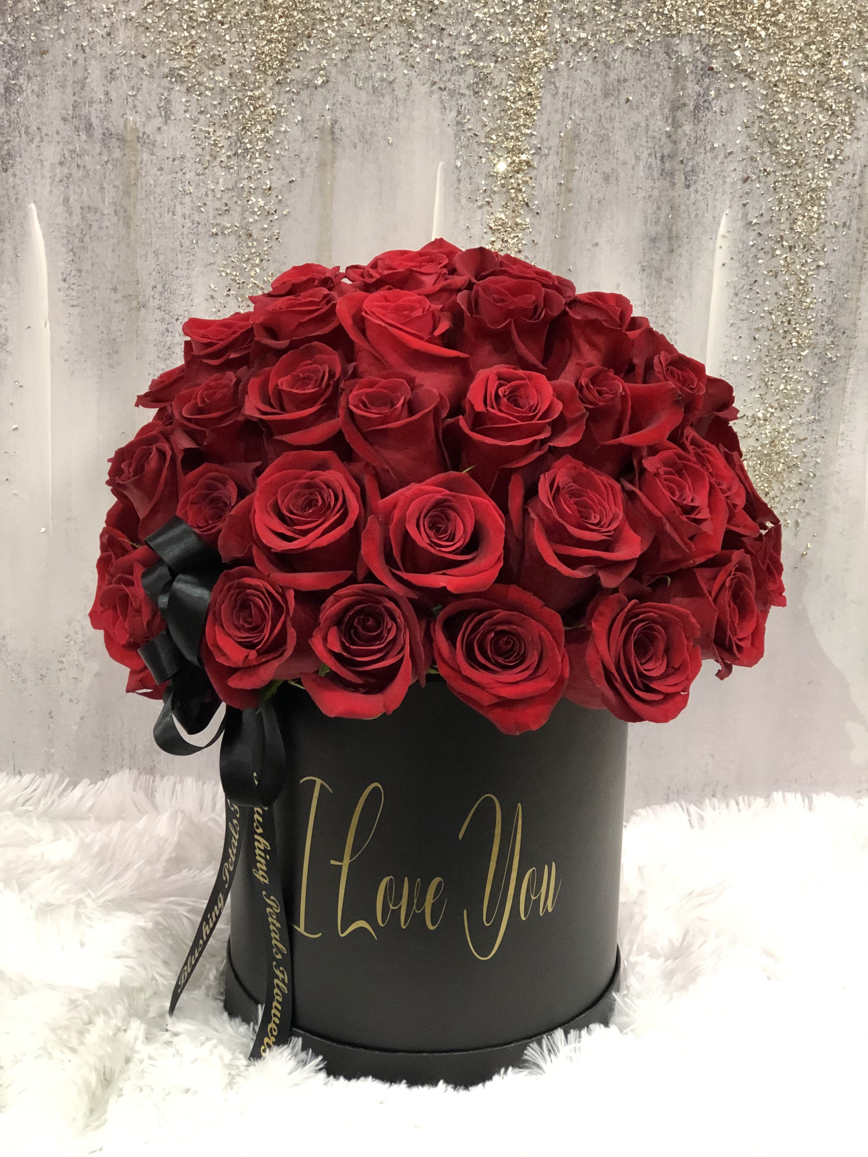 My One and Only (black box)  - Stunning box with elegant red roses to hold 60 roses for the standard, 80 for the deluxe and 100 for premium 