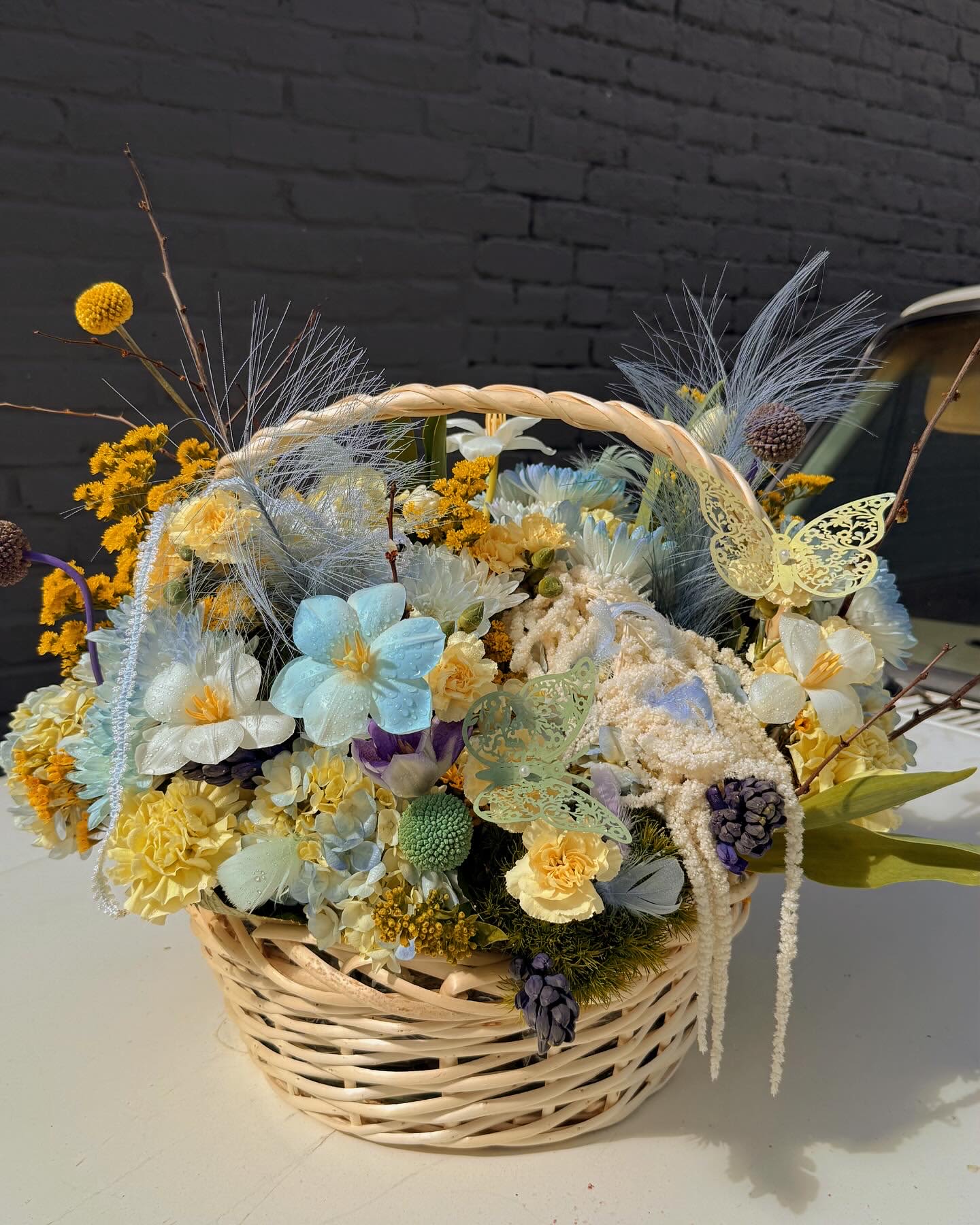 Baby Aron - Stunning basket full of Tulips, and other mixed flowers