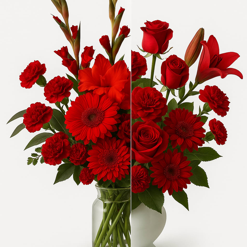 Red Florist’s Choice - Uncertain what to send? Need a quick delivery? Allow our expert floral designers to create a beautiful arrangement that expresses your message.  Simply select one of the size options and our florist will thoughtfully design a unique arrangement with the freshest available florals in a coordinating container.!