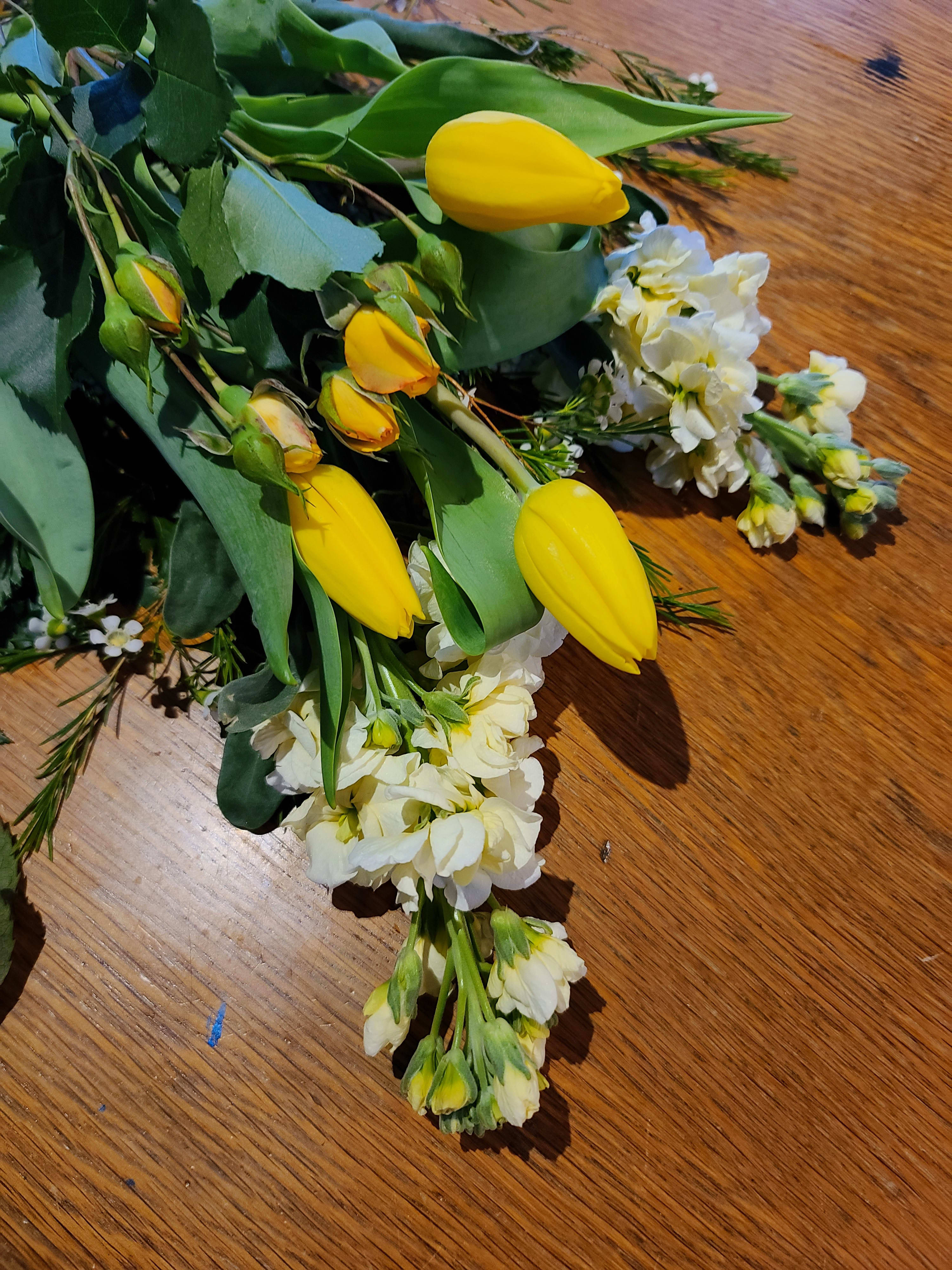 Designers Choice In Yellows &amp; White - Our freshest flowers in gorgeous yellows combined with soft creams and whites. 