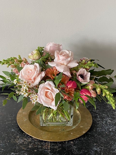Valentine's Collection: Blushy Charm - Pink confection of 1/2 dozen roses, tulips, snapdragons and anemones. So dreamy. 
