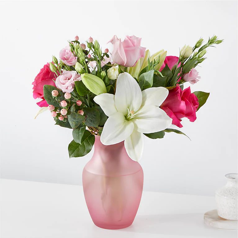 Made Me Blush Bouquet - MADE ME BLUSH BOUQUET  Convey your heartfelt emotions with this delicate blend of nature's most romantic stems, sure to make them blush. Please Note: The bouquet pictured reflects our original design for this product. While we always try to follow the color palette, we may replace stems to deliver the freshest bouquet possible, and we may sometimes need to use a different vase.