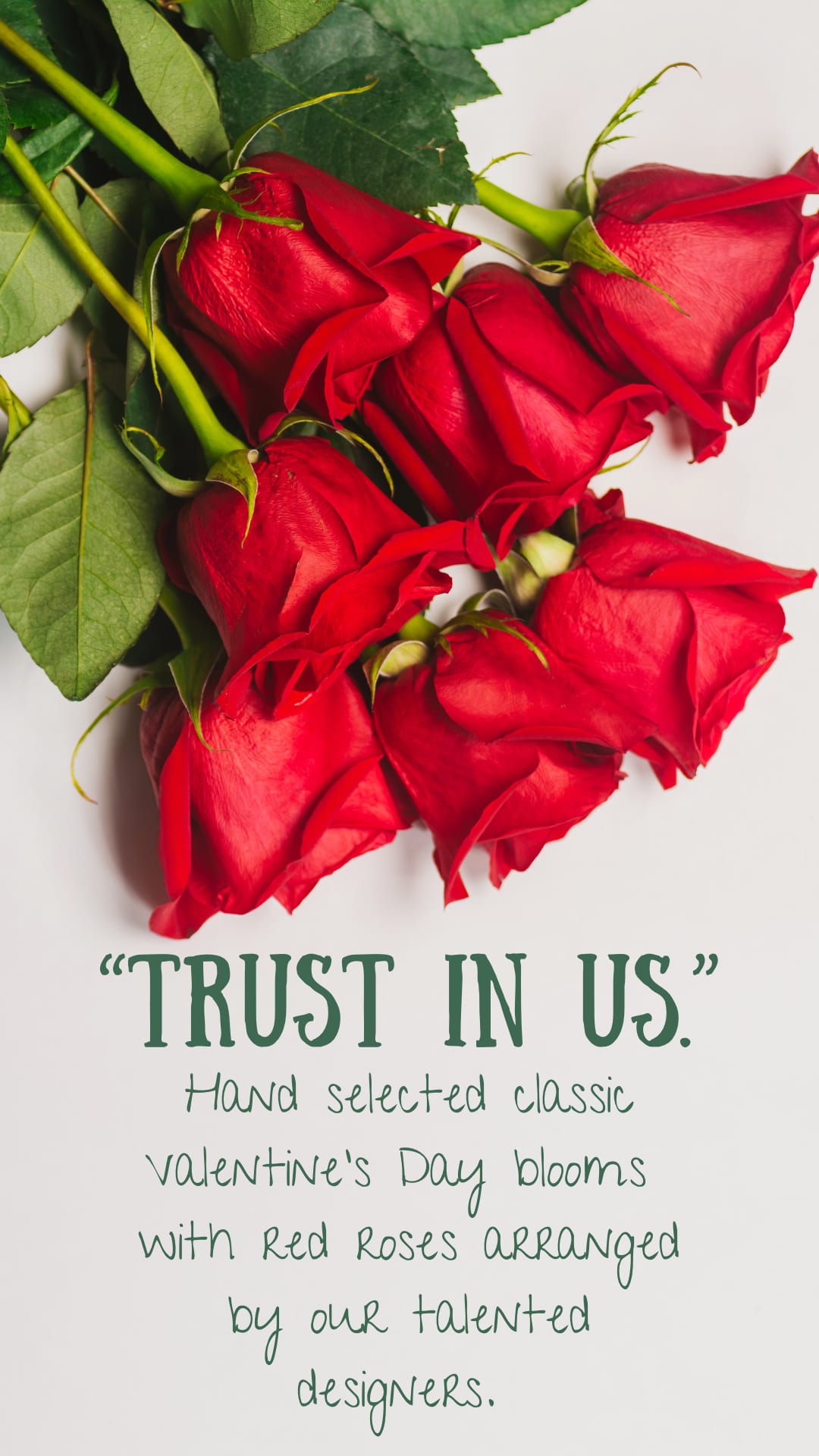 Trust in Us  - Trust in your designer. Hand crafted blooms in a vase. Picked by our designers just for your sweetheart. Valentine’s Day colored blooms mixed with red roes. 