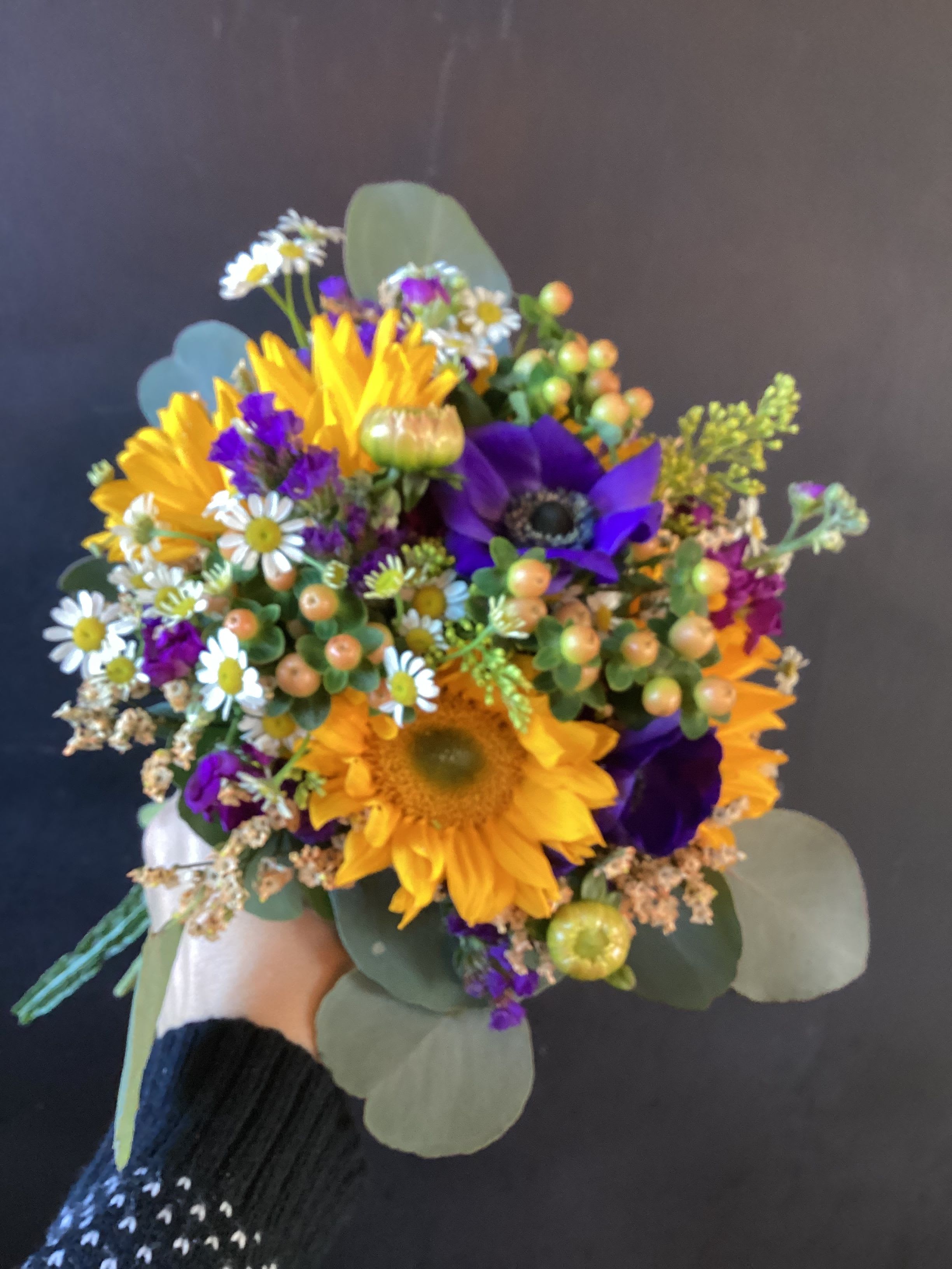 Sunflower Bridal Bouquet  - Hand tied bridal featuring sunflowers and your choice of flowers and colors.