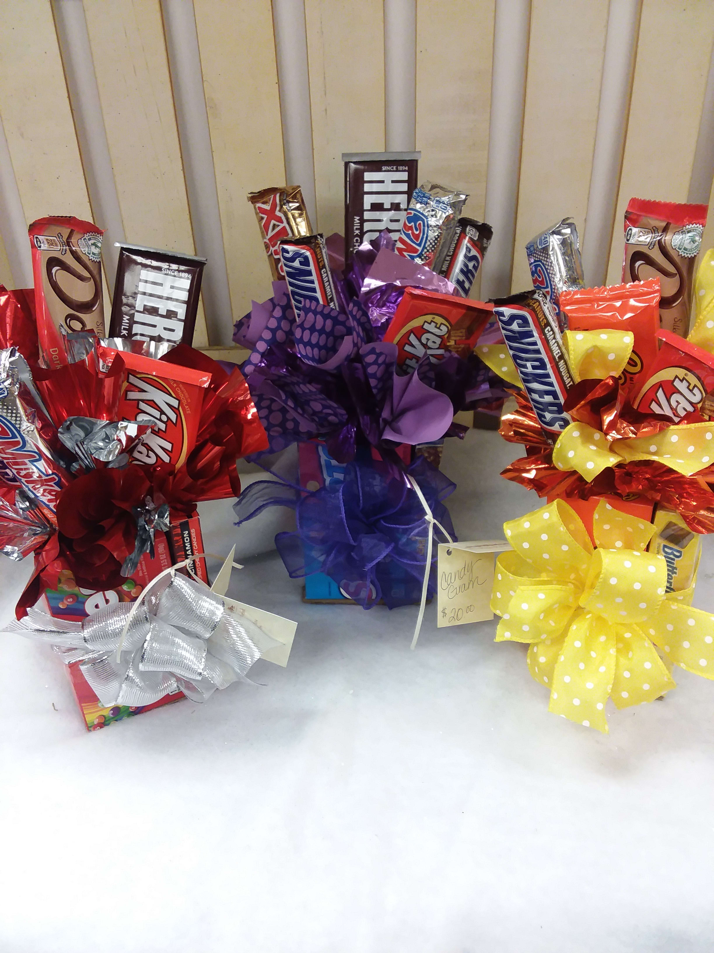 Candy Gram - An arrangement made entirely of candy!  Perfect gift for children, guys, or the candy lover in your life!  
