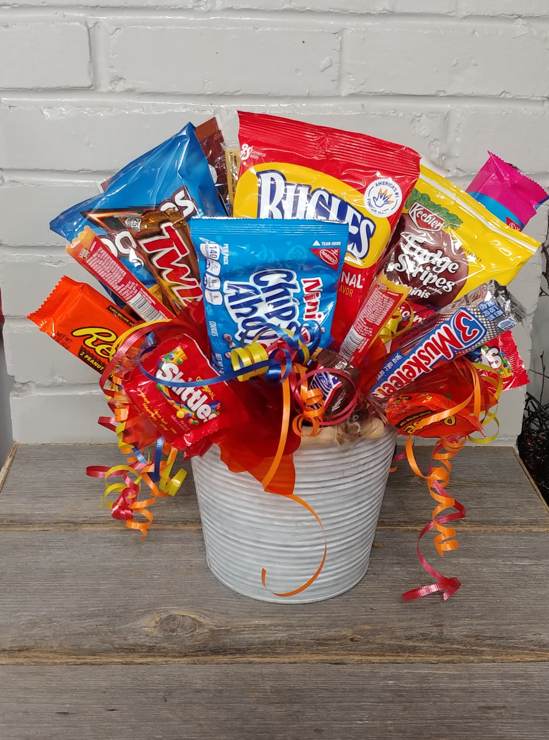 Goodies - A bucket full of Goodies!..  Chips, cookies, candy and more!!