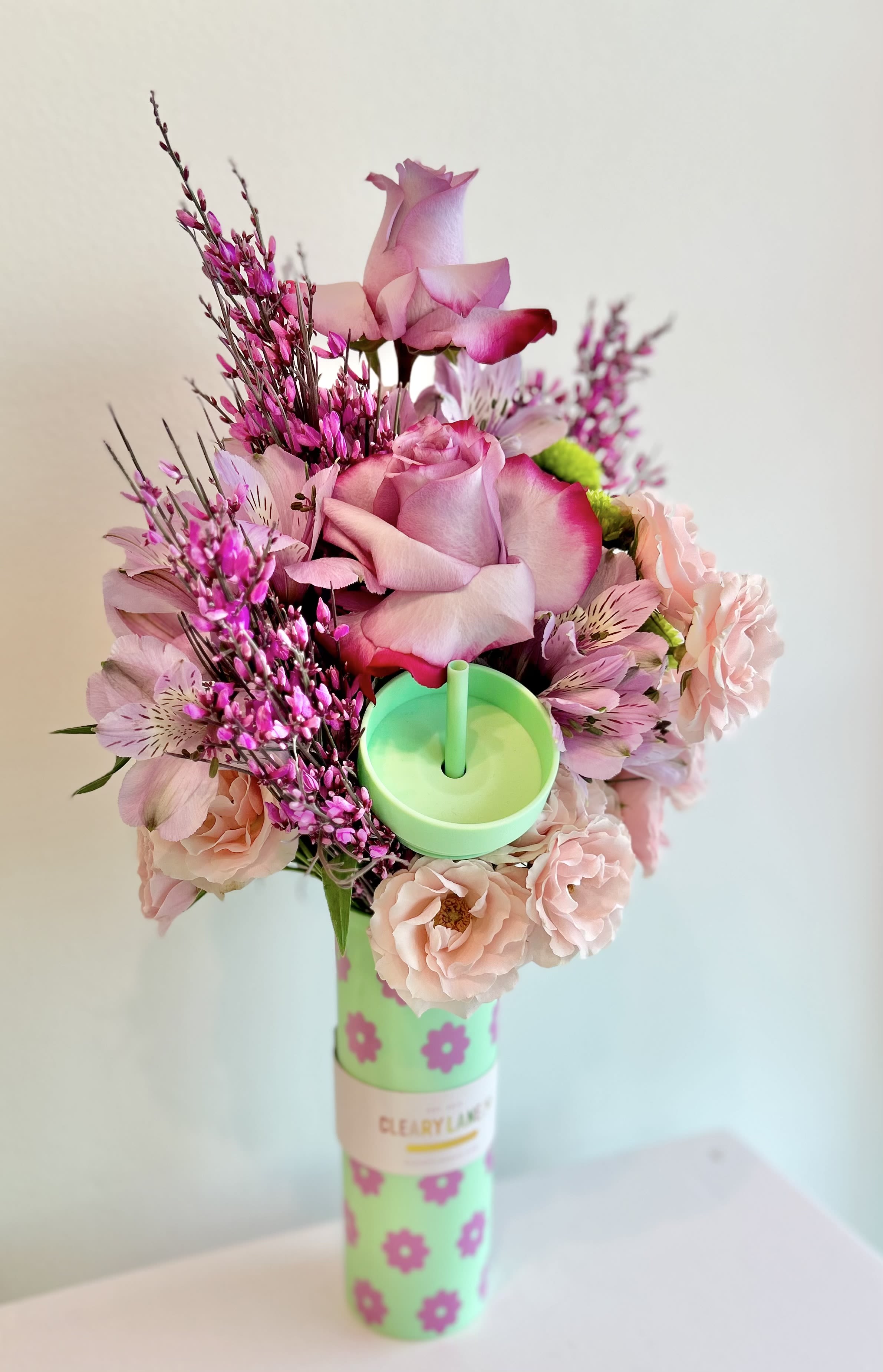 MY CUP OVERFLOWETH...WITH FLOWERS! - Florist's Choice of 16 oz Floral Tumbler with seasonal matching florals! 