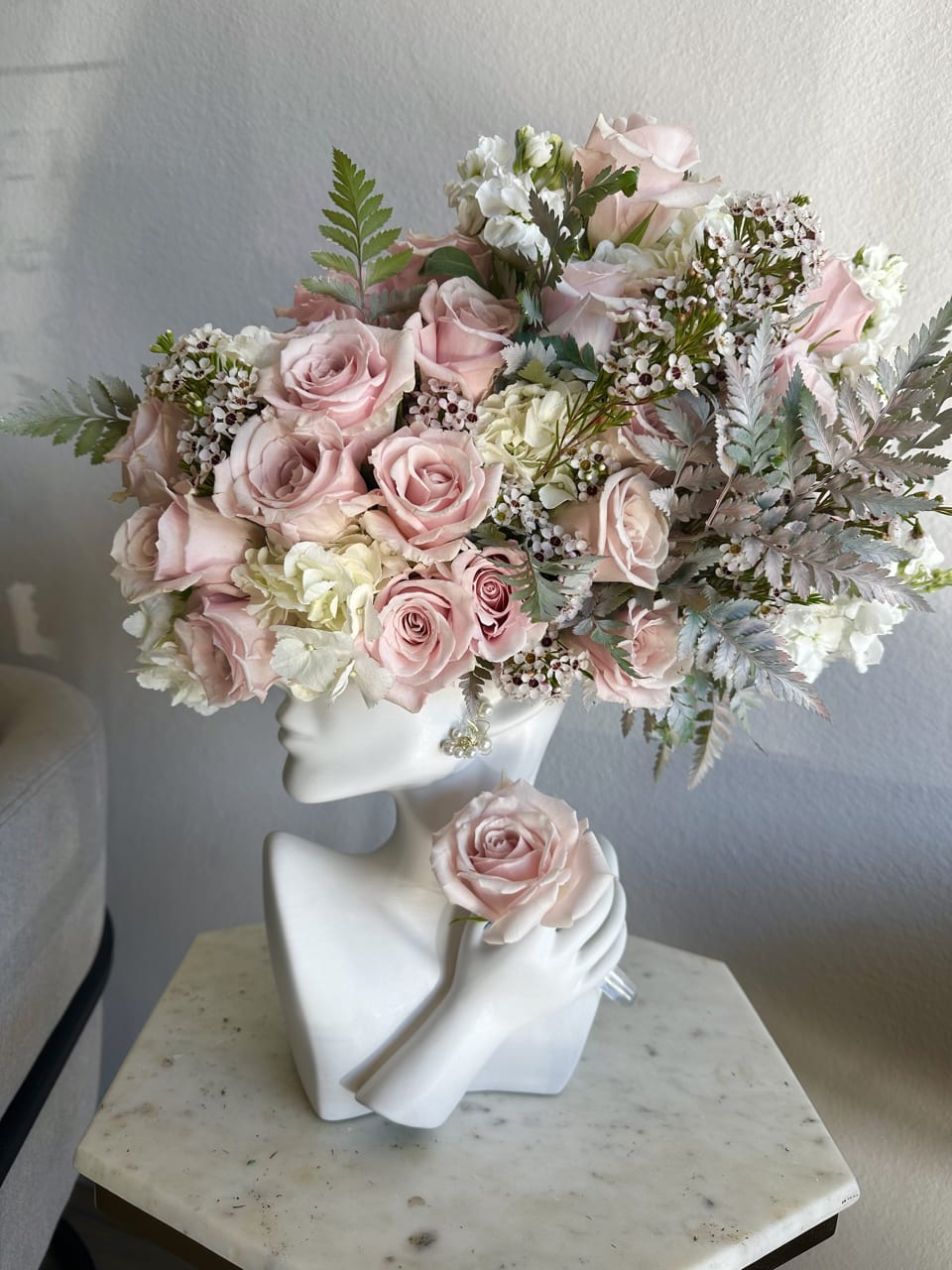 Women of Grace Arrangement - An arrangement dedicated to women of grace, featuring a collection of blossoms that symbolize elegance and strength.  Ceramic Lady Vase