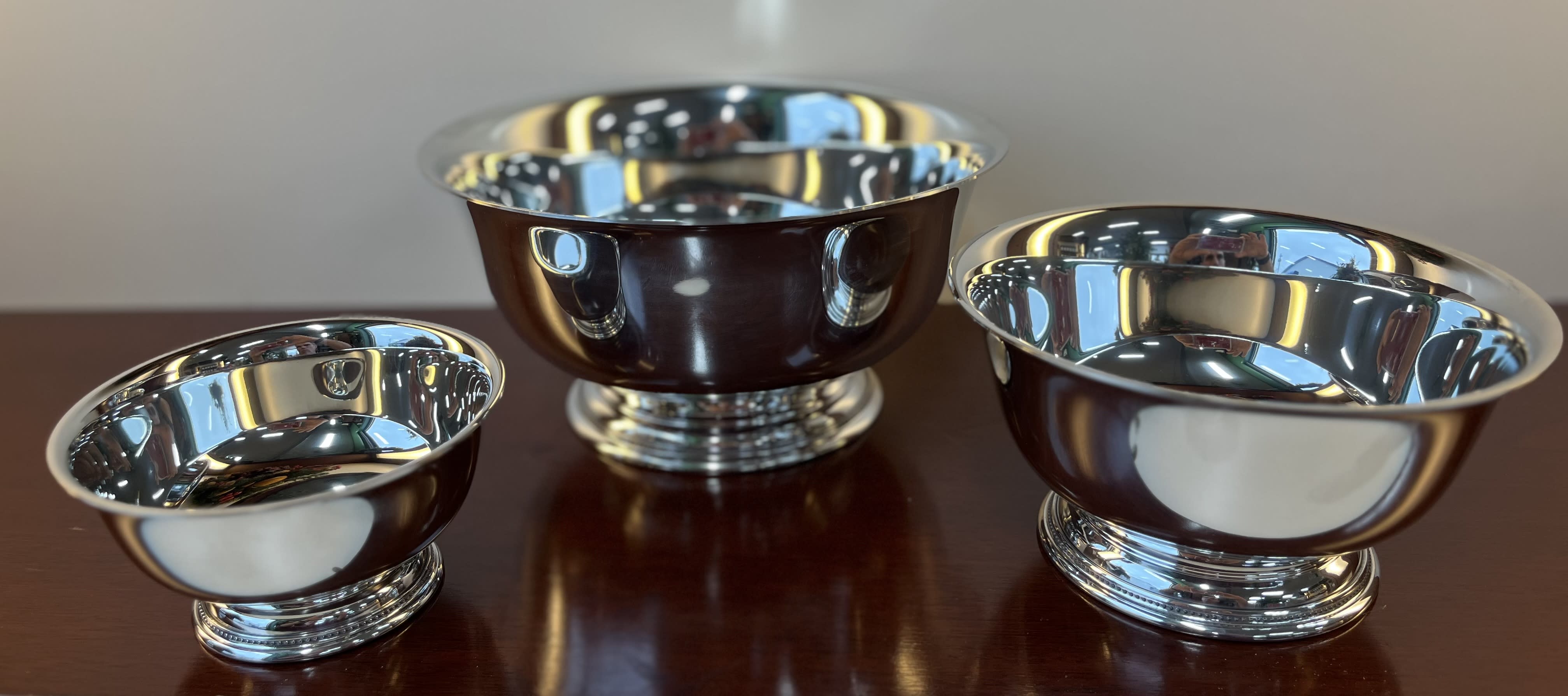 Salisbury Pewter Revere Bowl* - Solid Polished Revere Bowls from Salisbury Pewter.  Sure to become a family heirloom lovingly passed down through the generations.  *Three sizes available (as pictured)