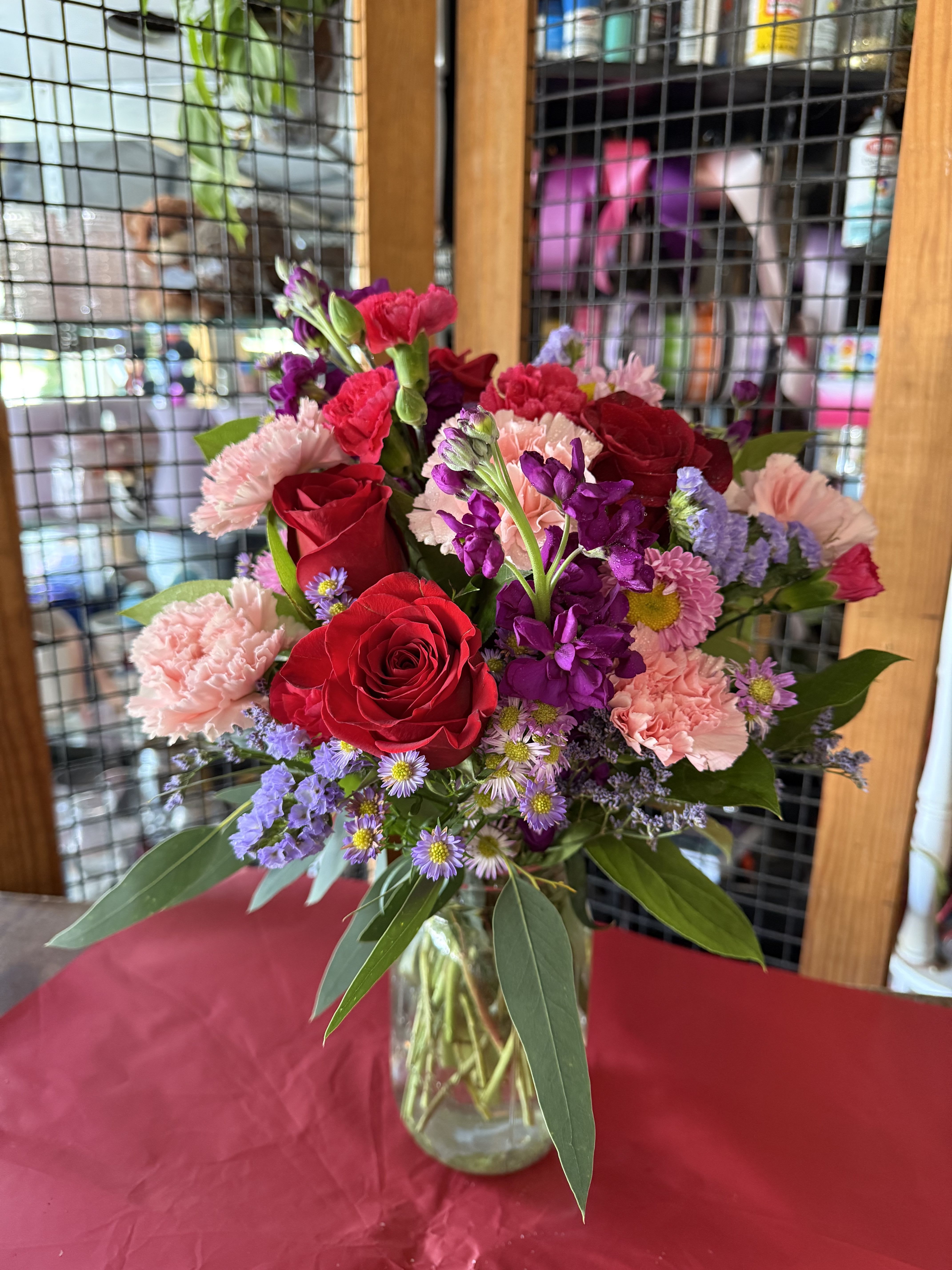 hello - roses,carnations,stock,stromerias asters
