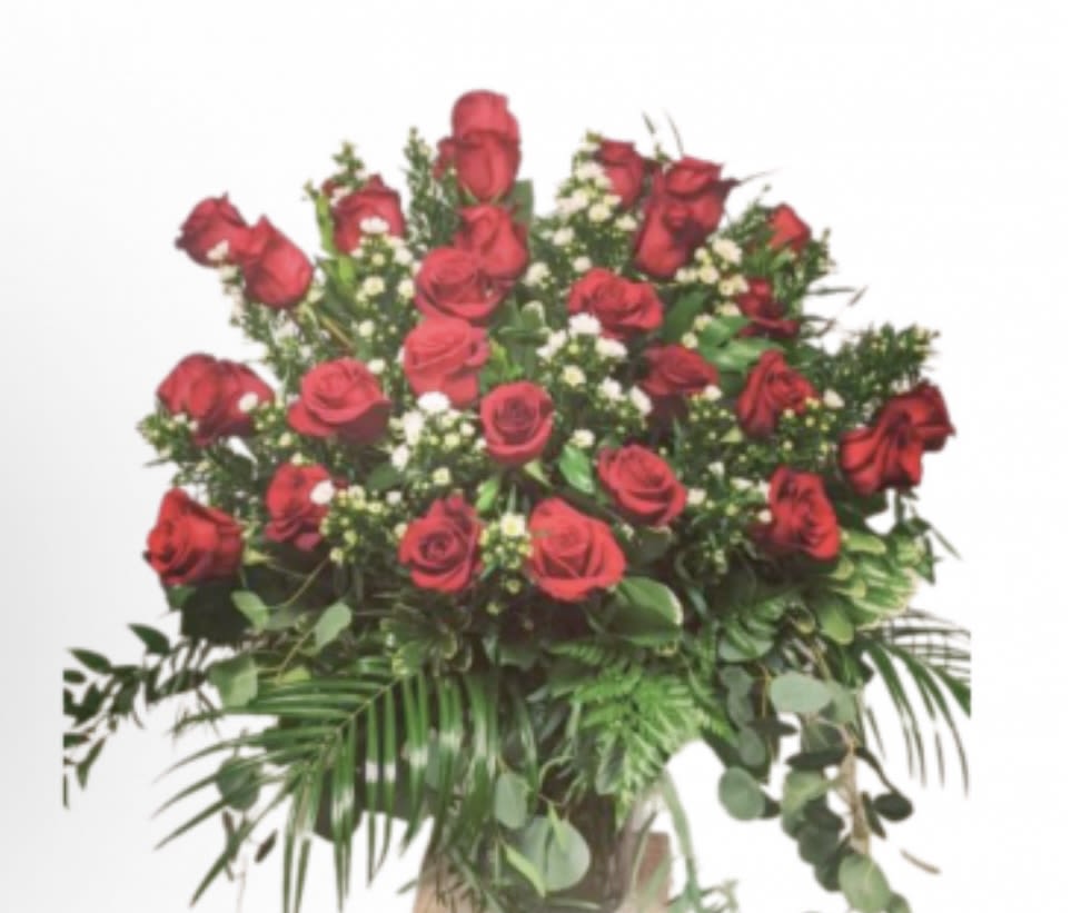 Valentine’s Special- 3 Dozen Roses - 3 Dozen Roses (Choice of 3 colors), baby’s breath, and greenery.